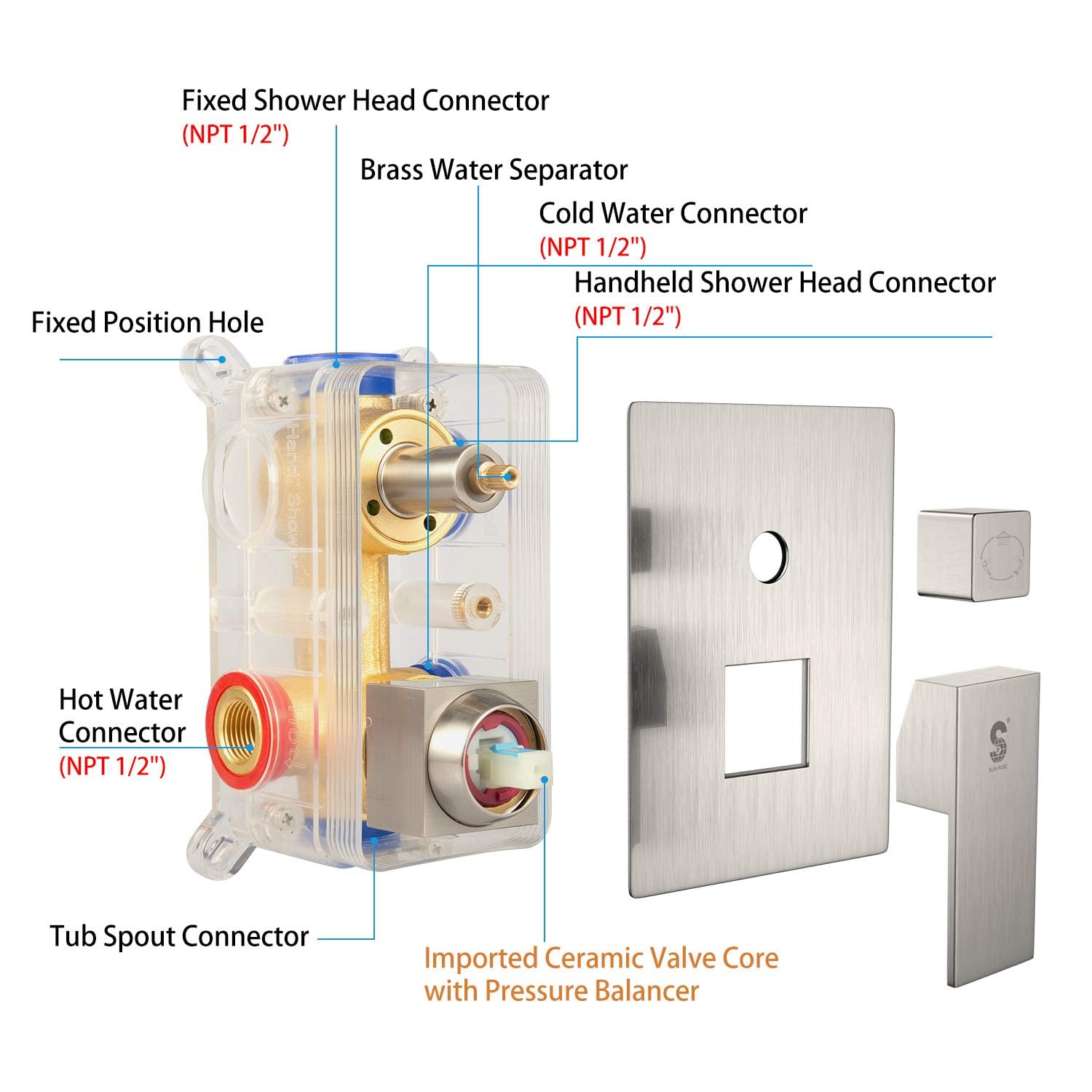 Bathtub Faucet Shower System with Tub Spout
