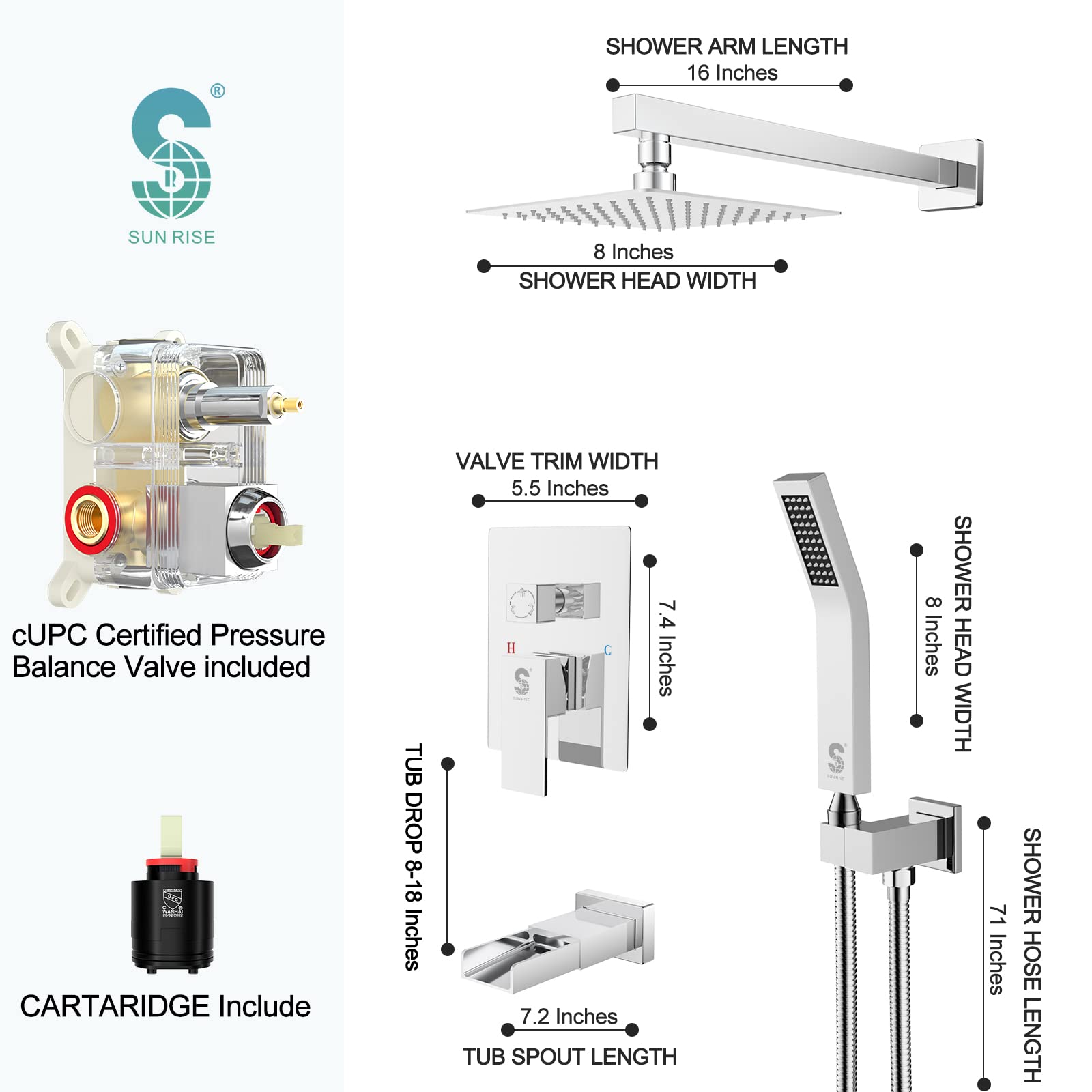 Bathtub Faucet Shower System with Tub Spout