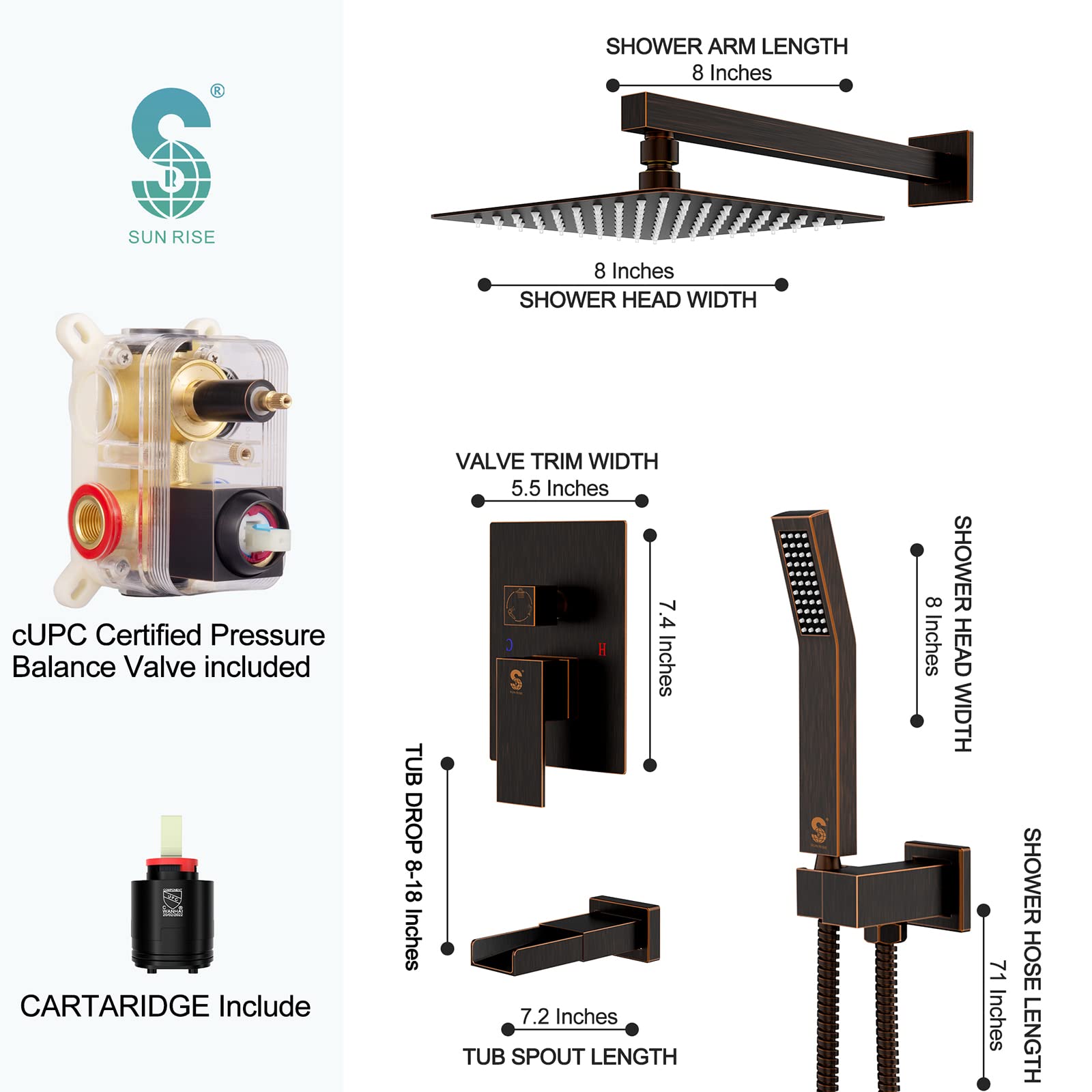 Bathtub Faucet Shower System with Tub Spout