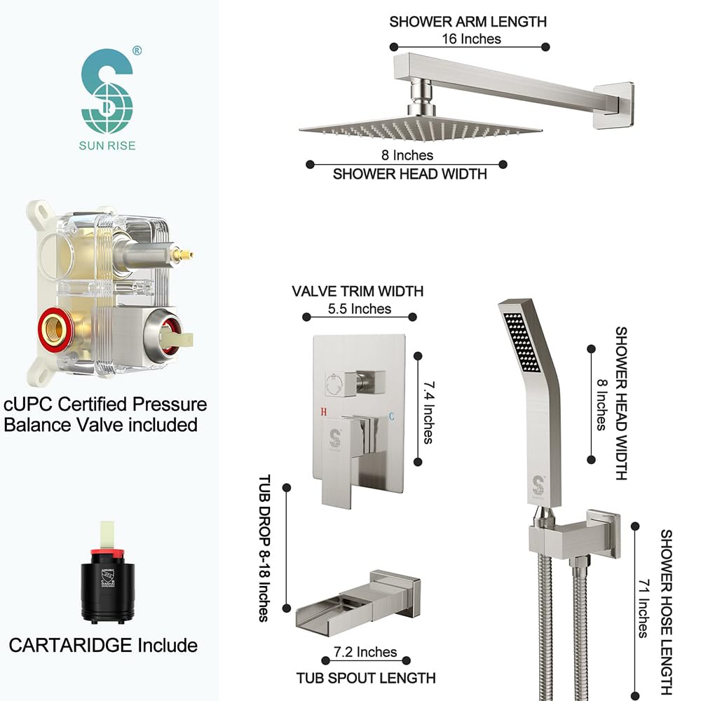 Bathtub Faucet Shower System with Tub Spout