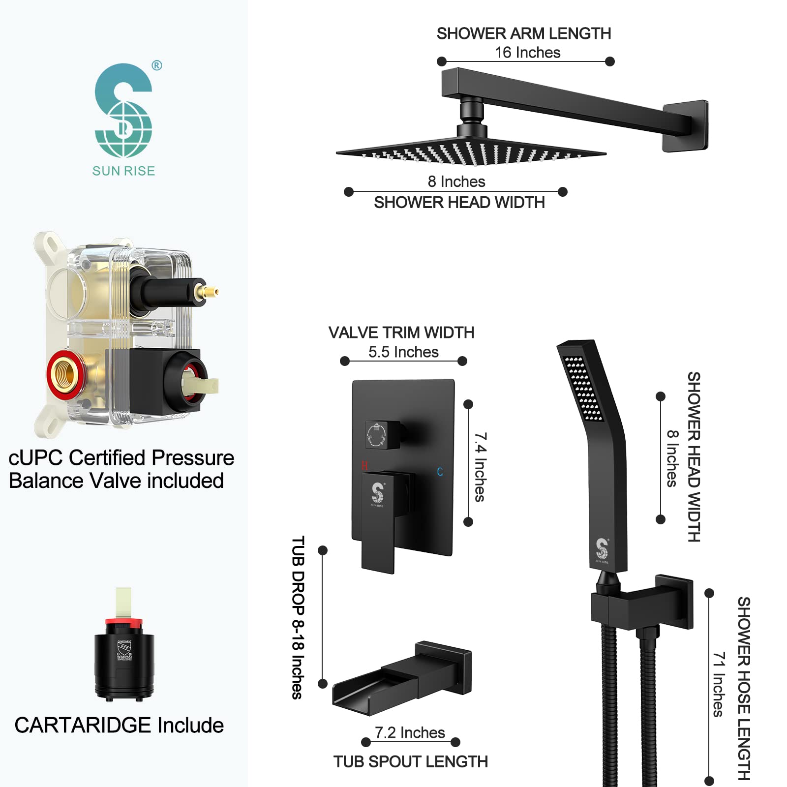 Bathtub Faucet Shower System with Tub Spout
