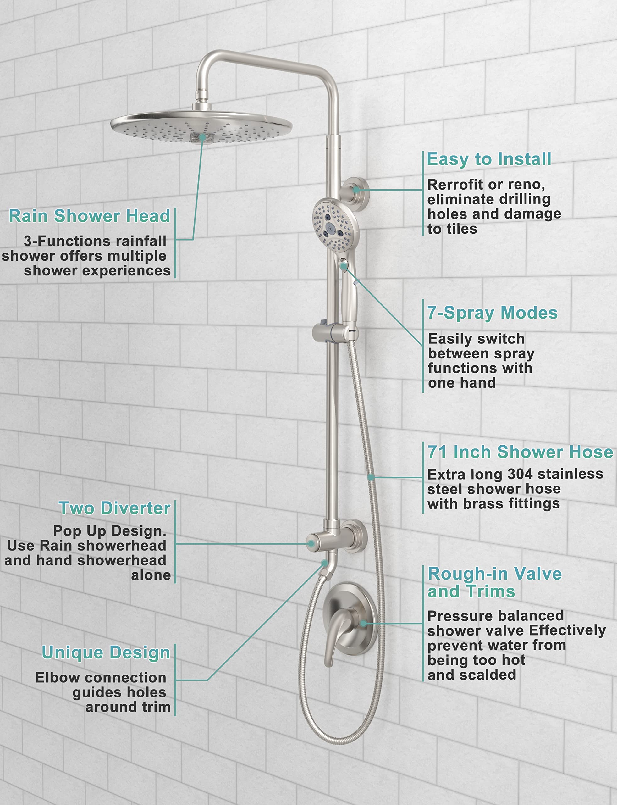10 Inch Gooseneck Shower Kit （Round）