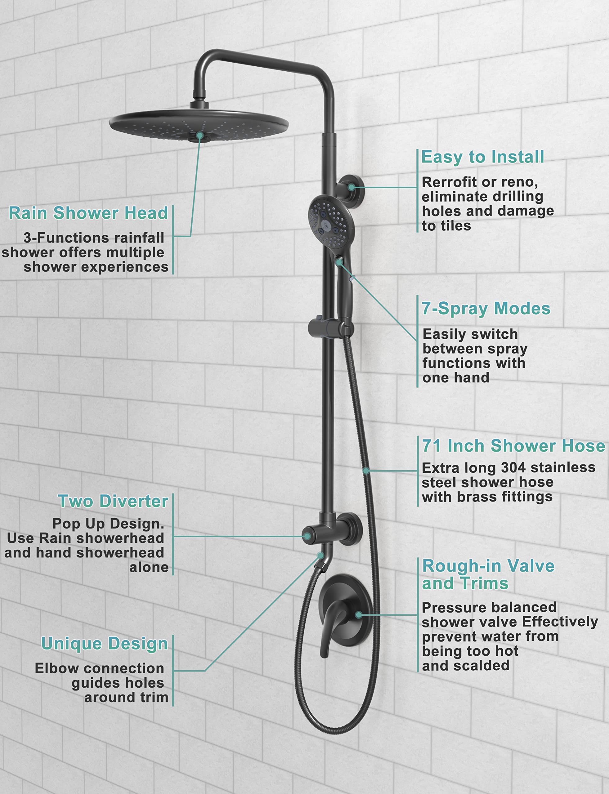 10 Inch Gooseneck Shower Kit （Round）