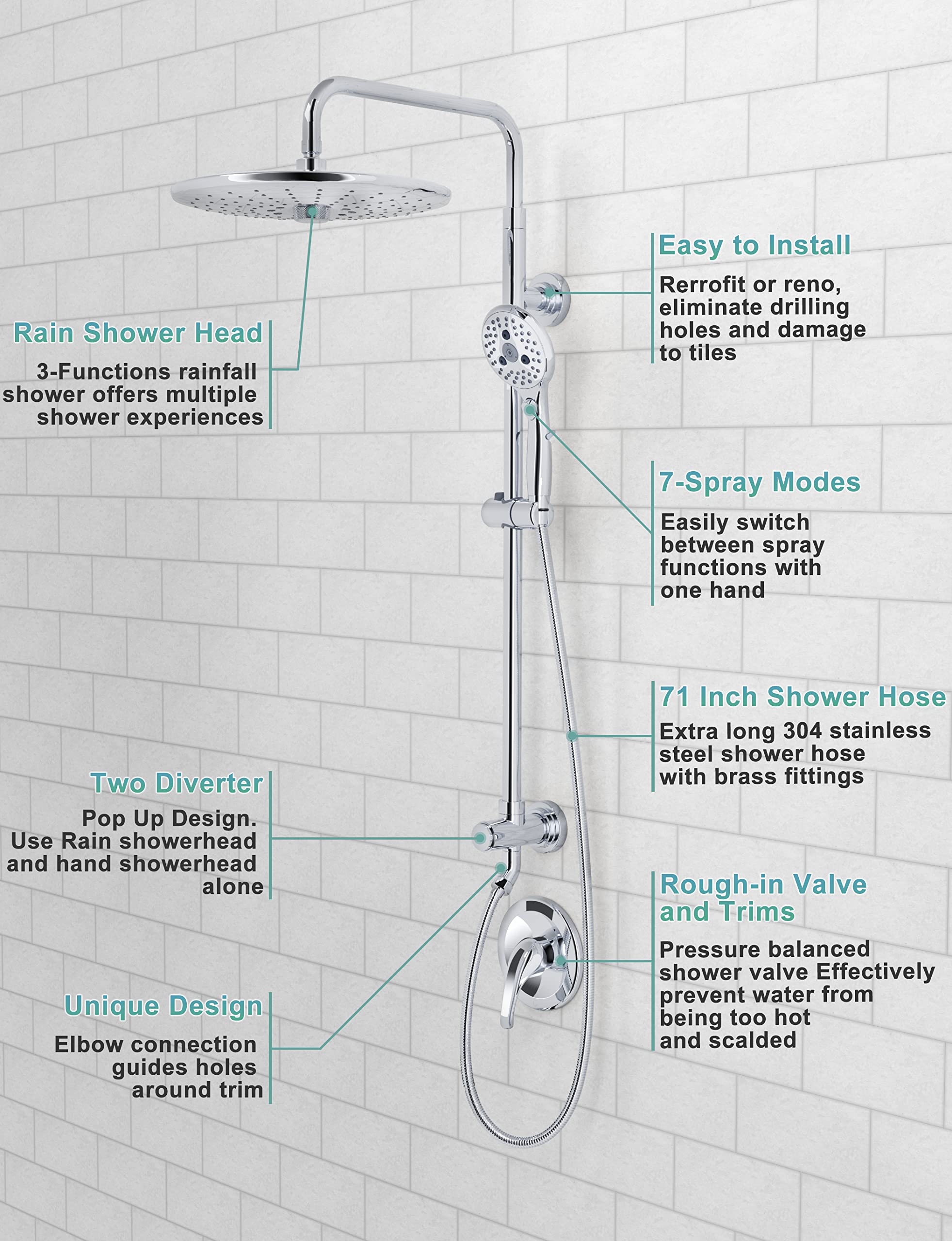 10 Inch Gooseneck Shower Kit （Round）