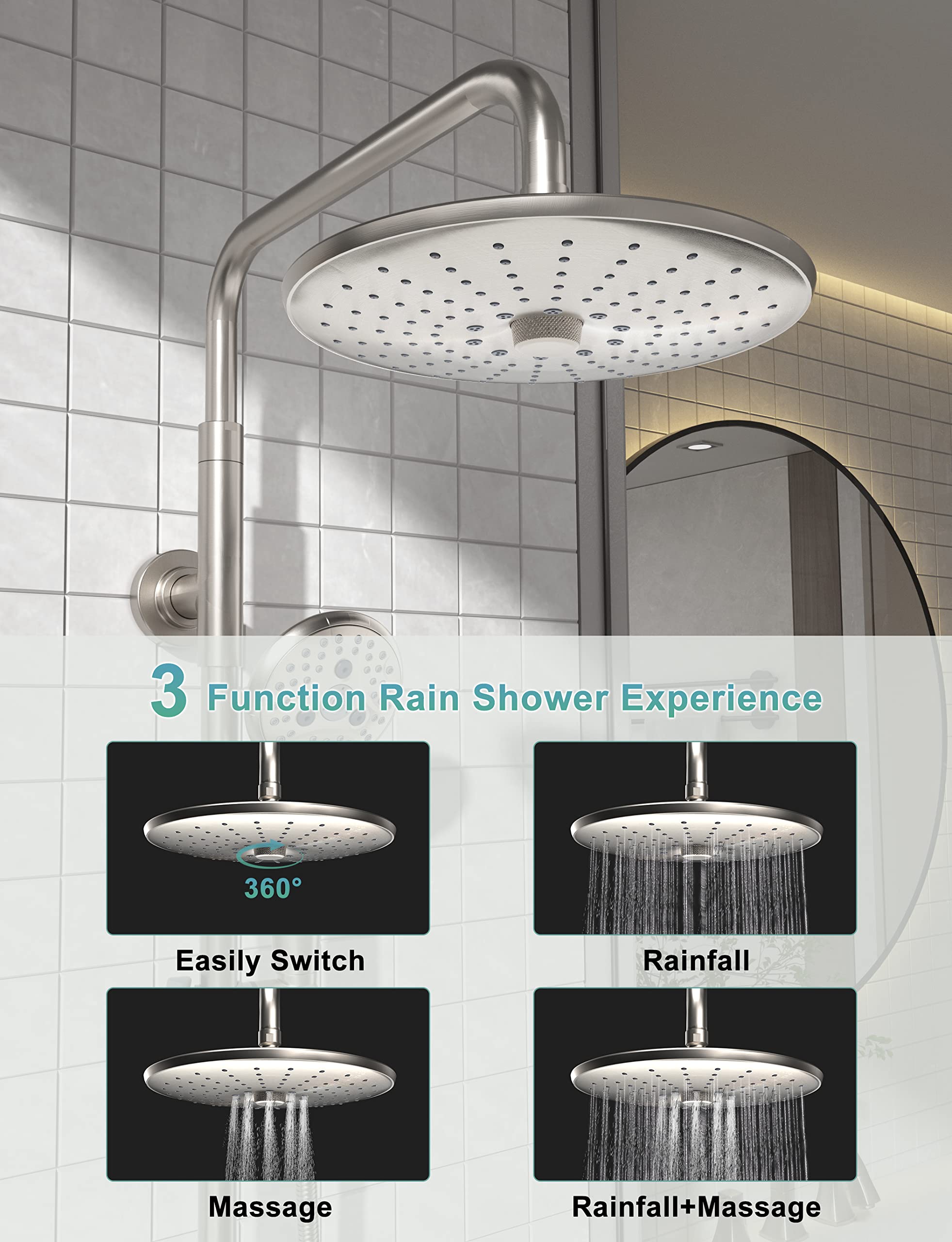 10 Inch Gooseneck Shower Kit （Round）