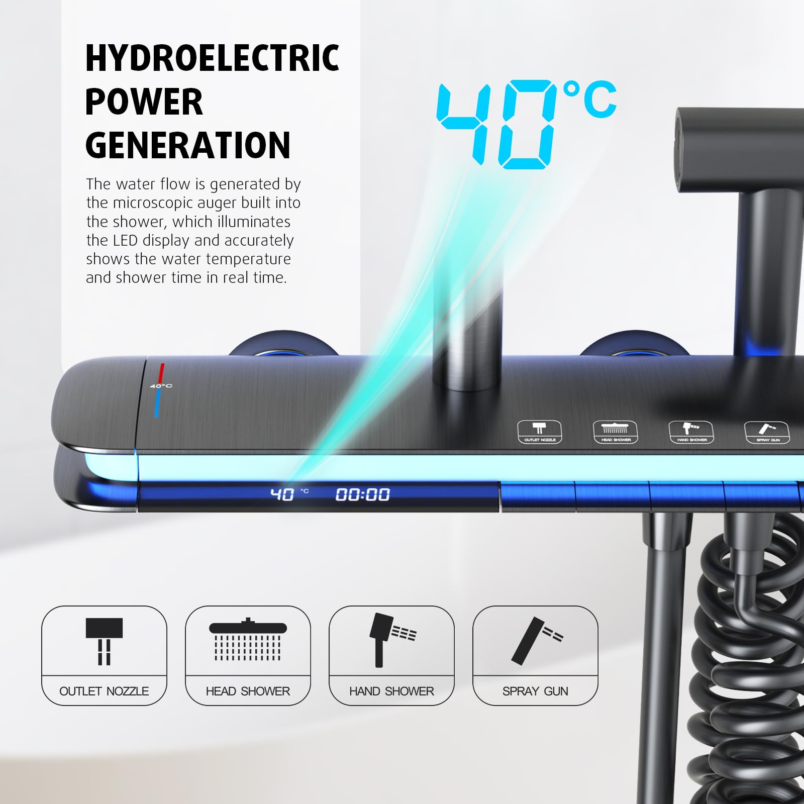 13 Inch Piano Key Shower System (Thermostatic)