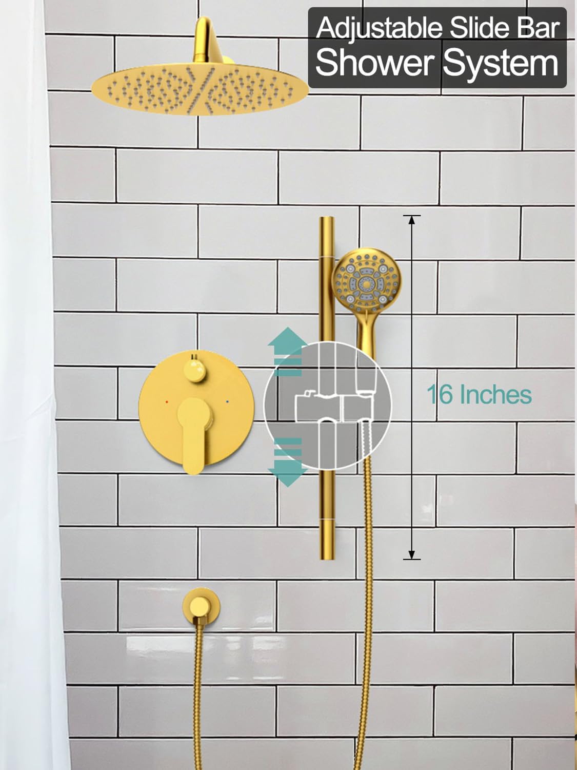 Adjustable Slide Bar Button Shower Set (Round)