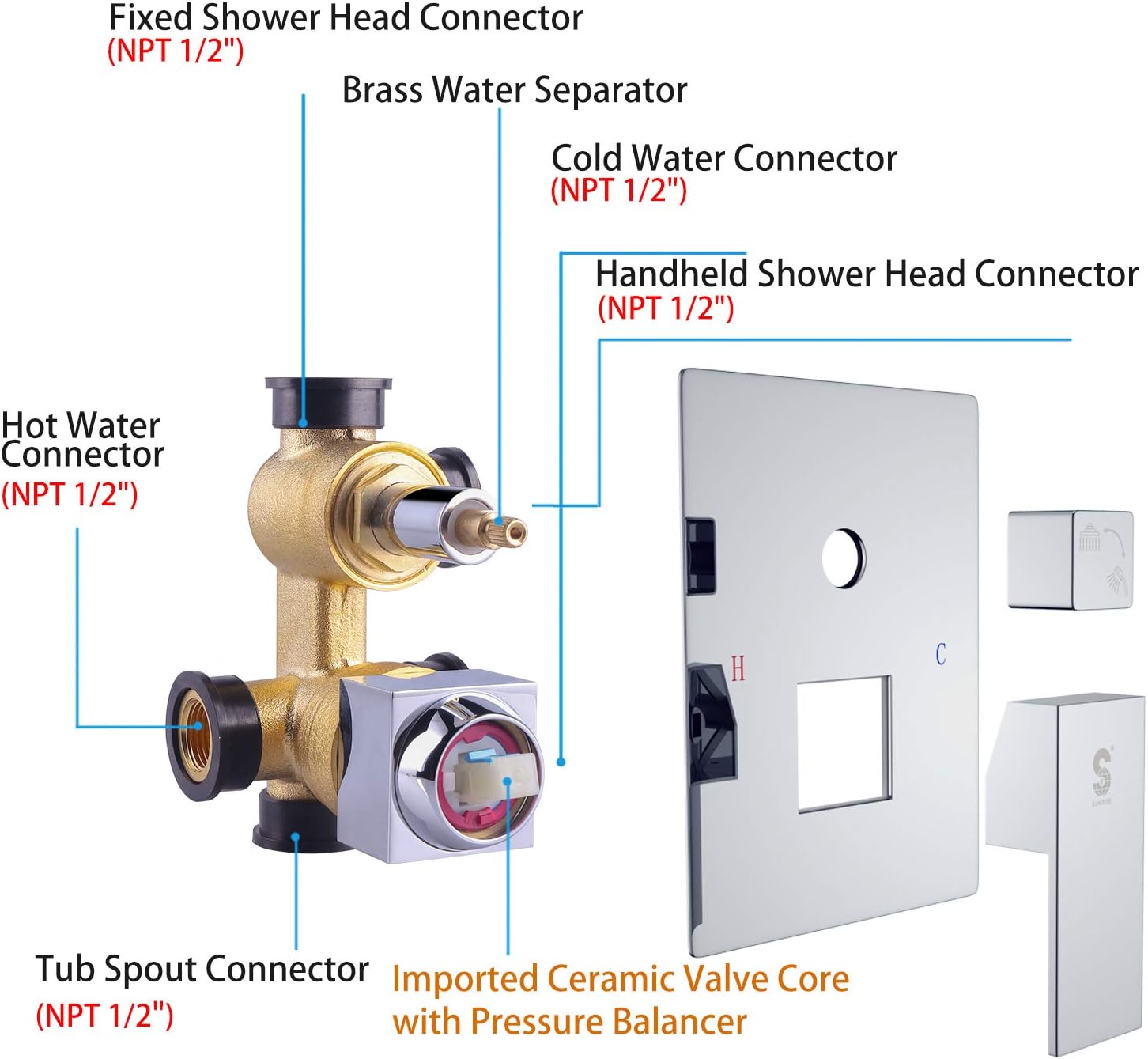 Metal Bathtub Faucet Set Shower System with Tub Spout