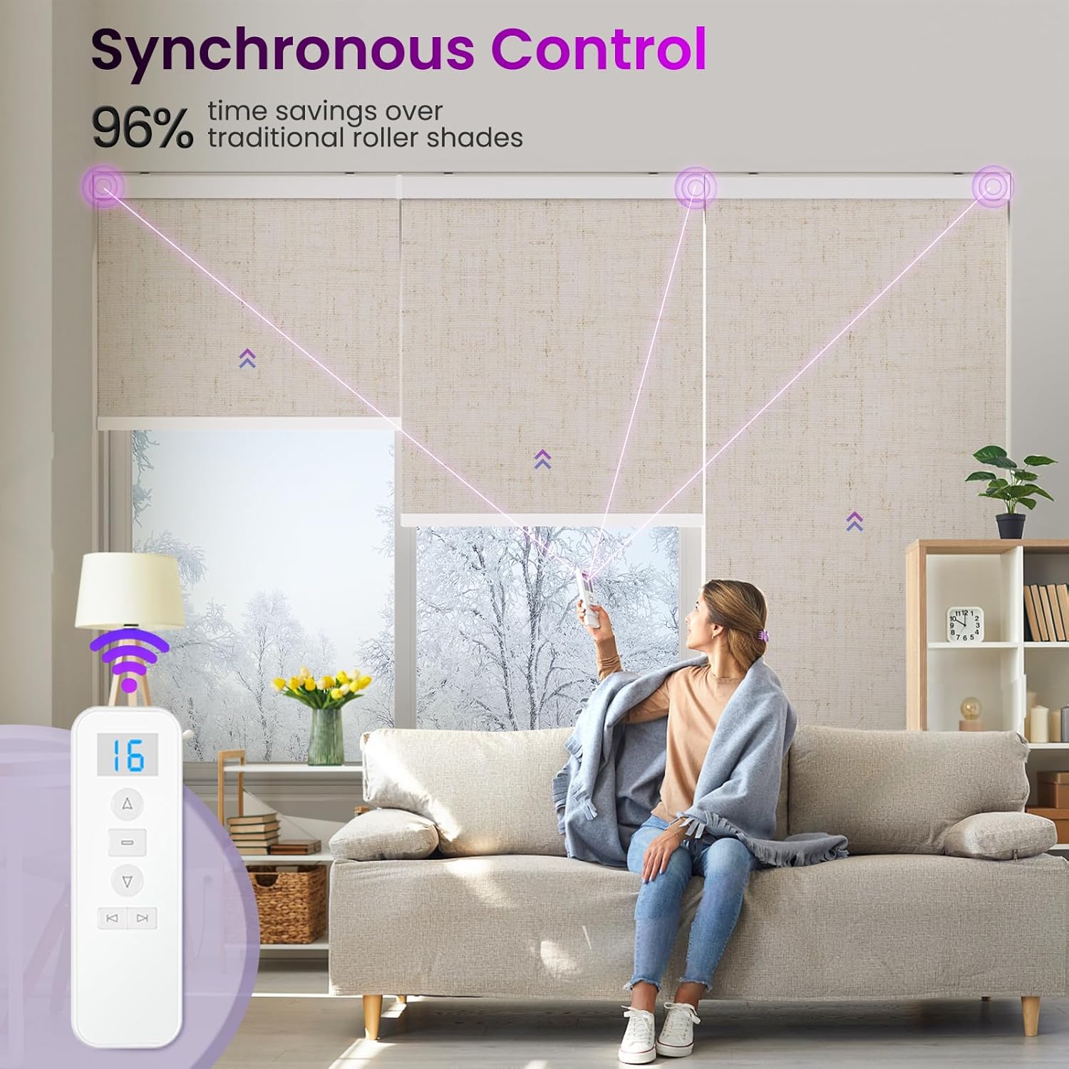 Smart Blackout Roller Shades - Motorized & Voice Controlled (Custom Sizes)​