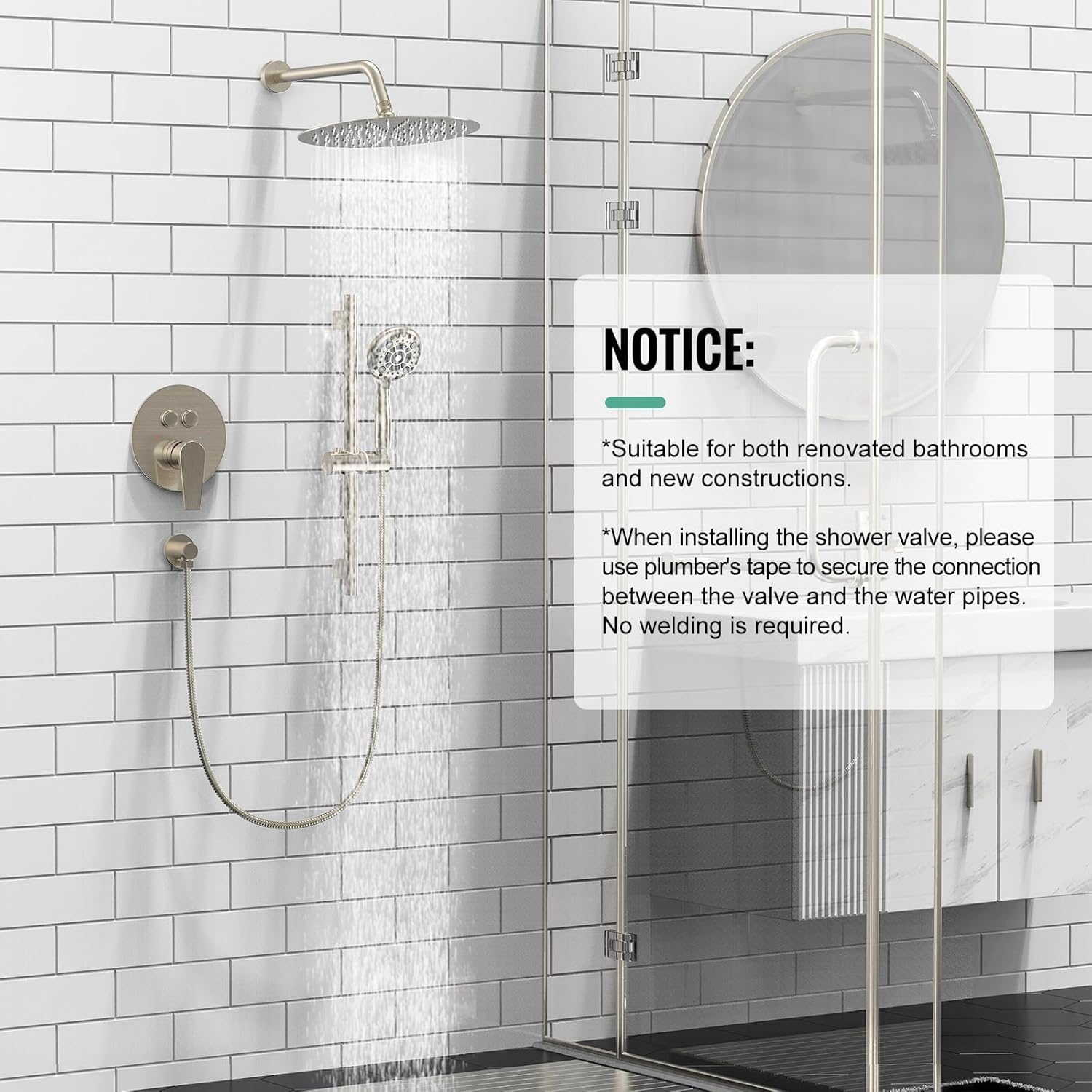 Adjustable Slide Bar Button Shower Set (Round)