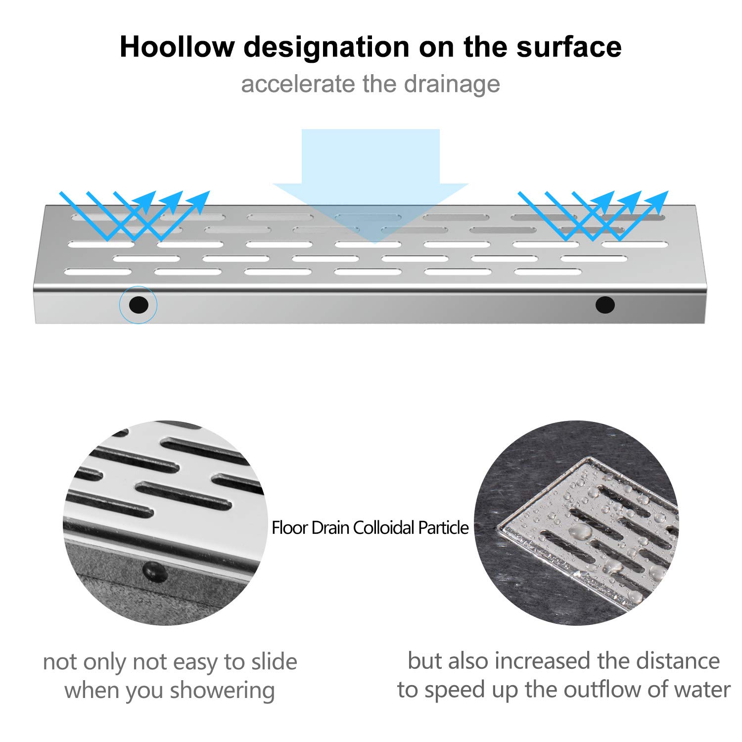 12 Inches Shower Drain with Removable Strainers,PVC Shower Drain Base for Bathroom Floor Drain,Brushed Nickel Stainless Finished
