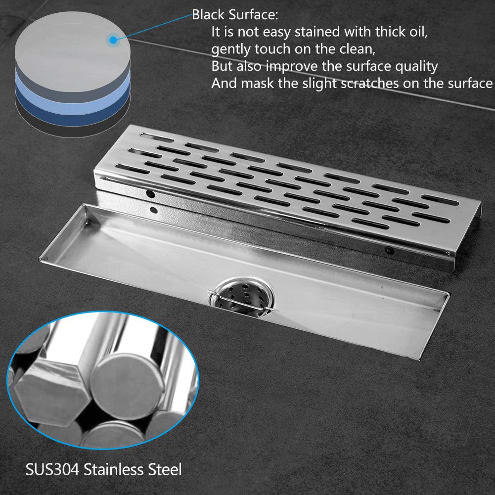 12 Inches Shower Drain with Removable Strainers,PVC Shower Drain Base for Bathroom Floor Drain,Brushed Nickel Stainless Finished