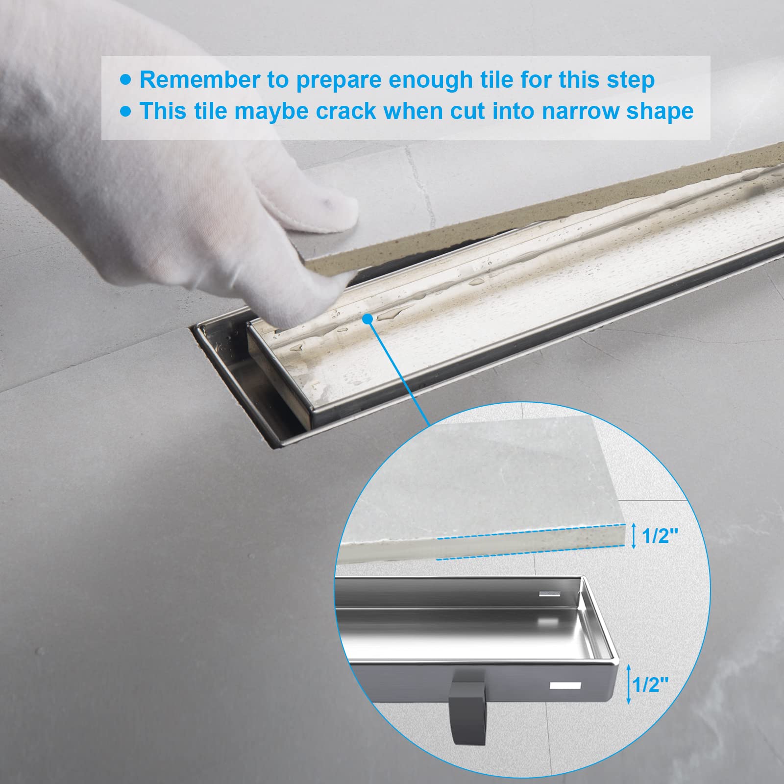 Square Shower Drain with Tile Insert Grate