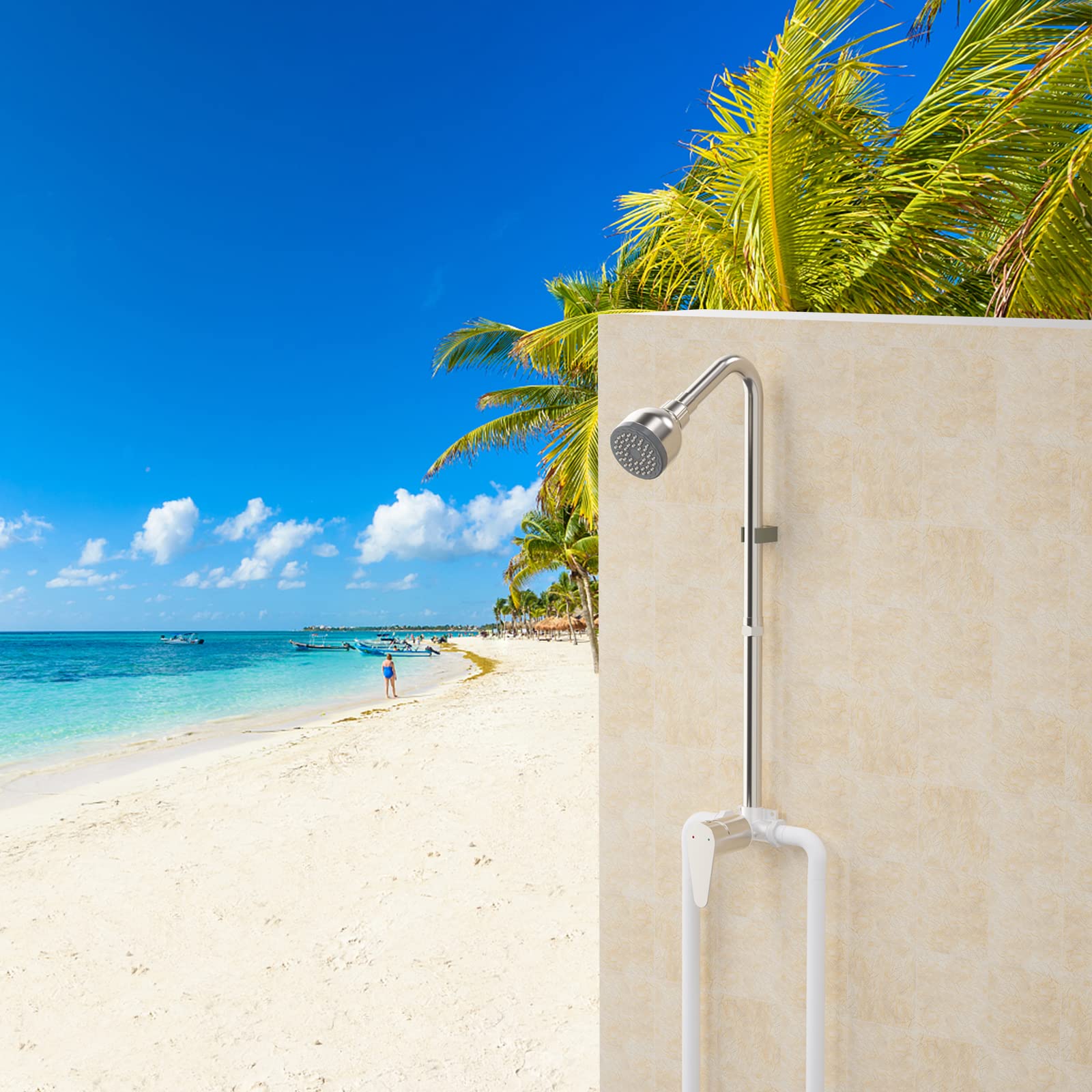 3-inch Outdoor Shower Kit with Chrome/Brushed/Black Electroplated Finish