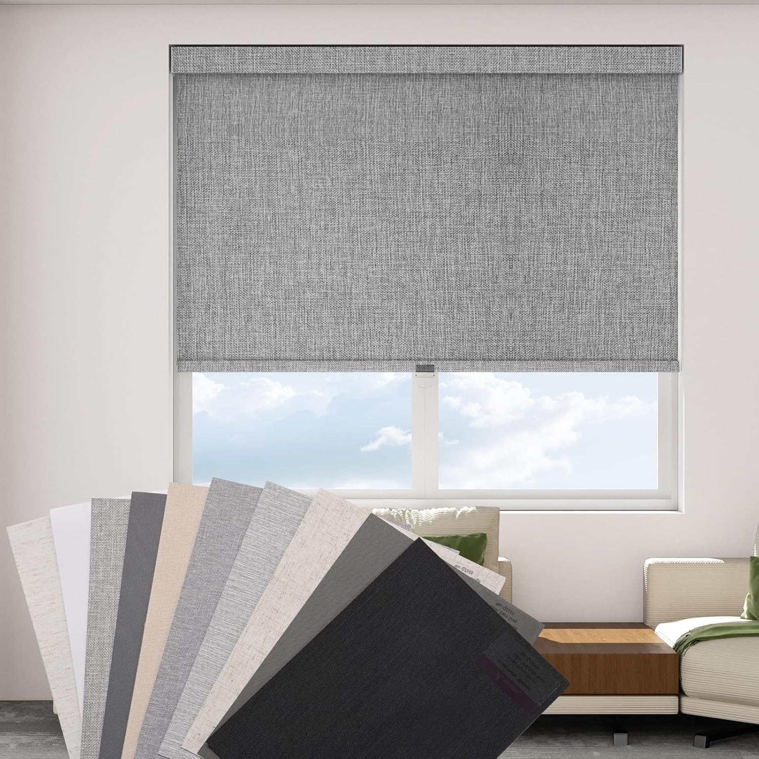 100% Blackout Roller Shades Multicolor Samples, Classic Weave Series