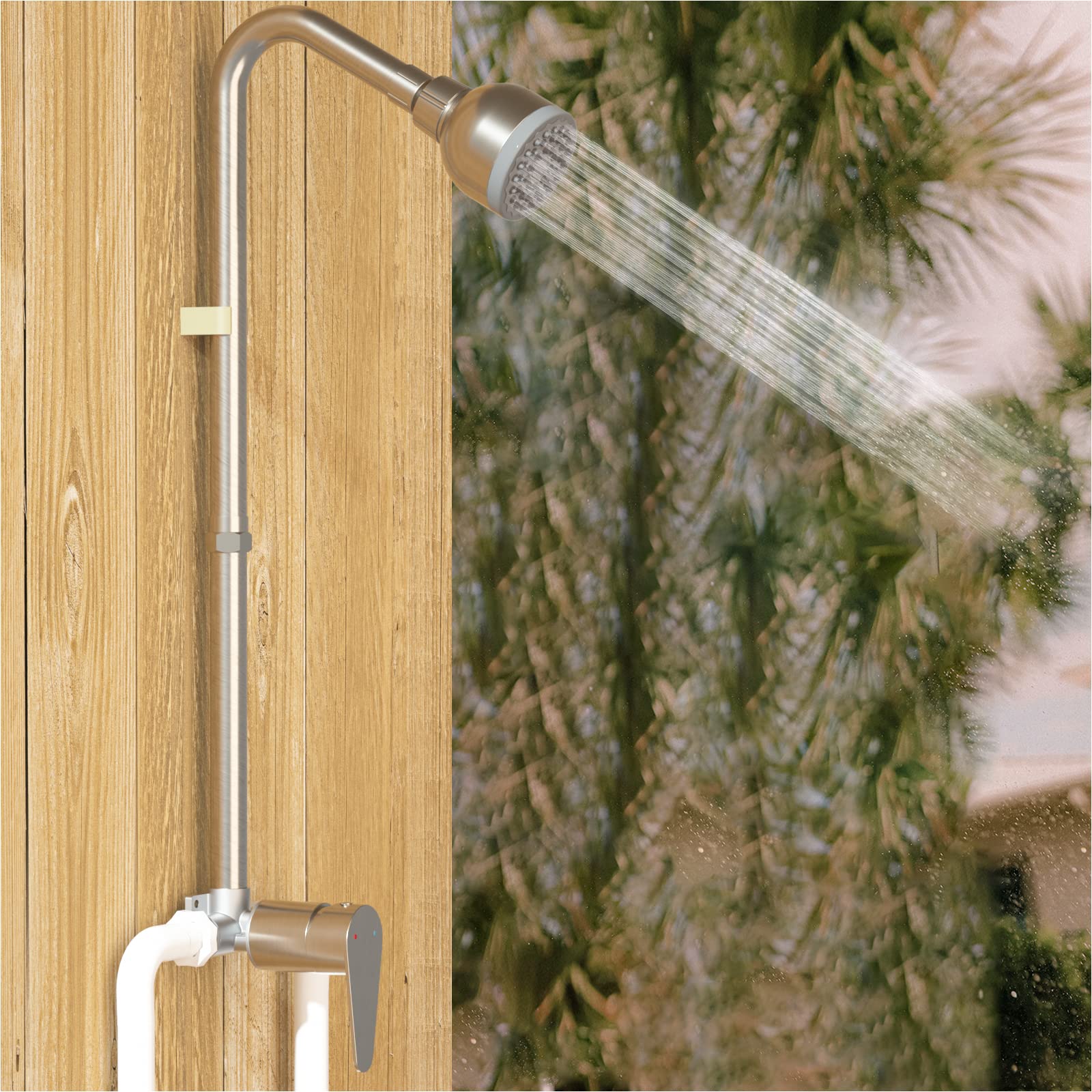3-inch Outdoor Shower Kit with Chrome/Brushed/Black Electroplated Finish