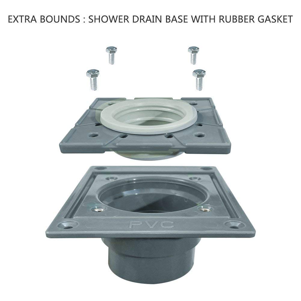 12 Inches Shower Drain with Removable Strainers,PVC Shower Drain Base for Bathroom Floor Drain,Brushed Nickel Stainless Finished