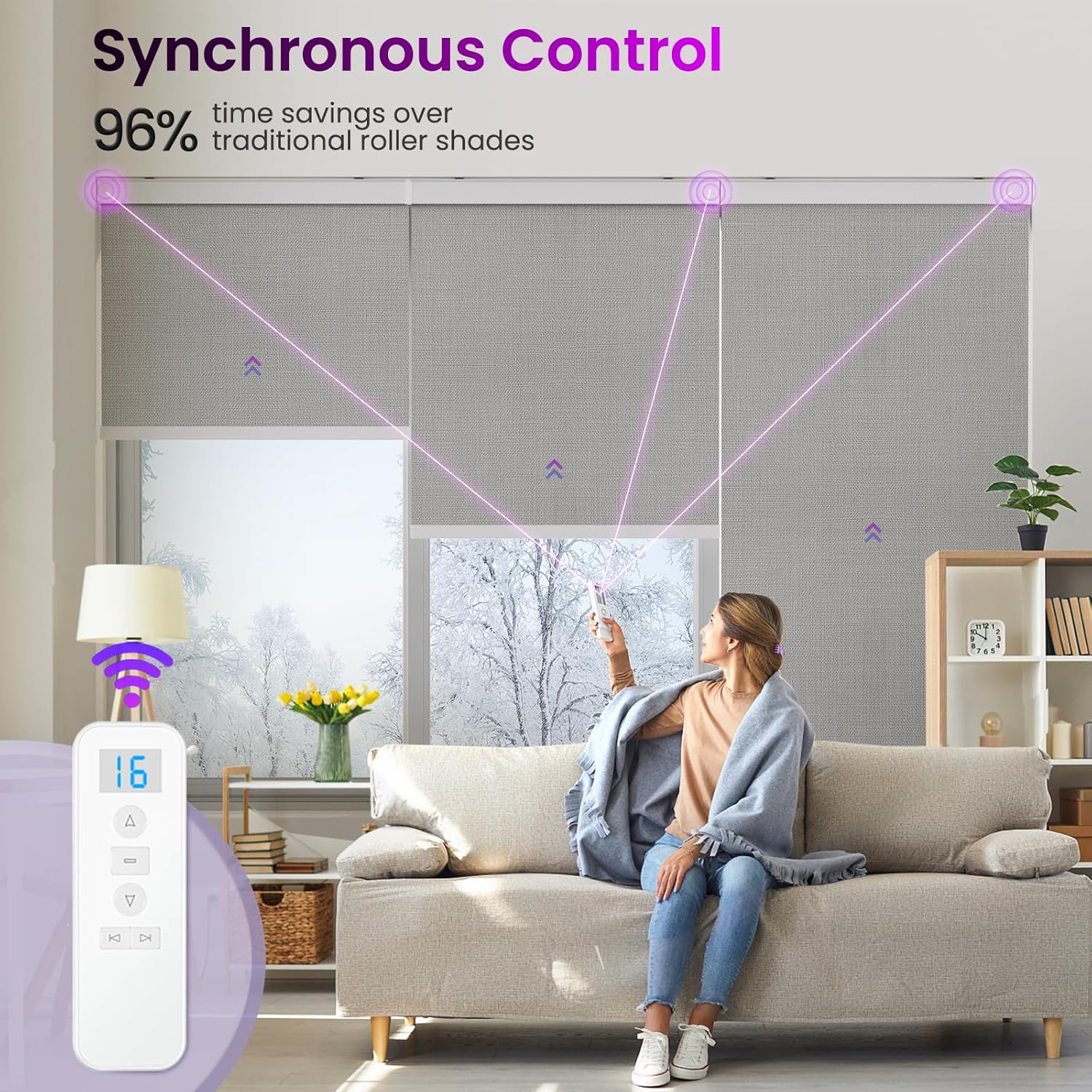 Smart Blackout Roller Shades - Motorized & Voice Controlled (Custom Sizes)​