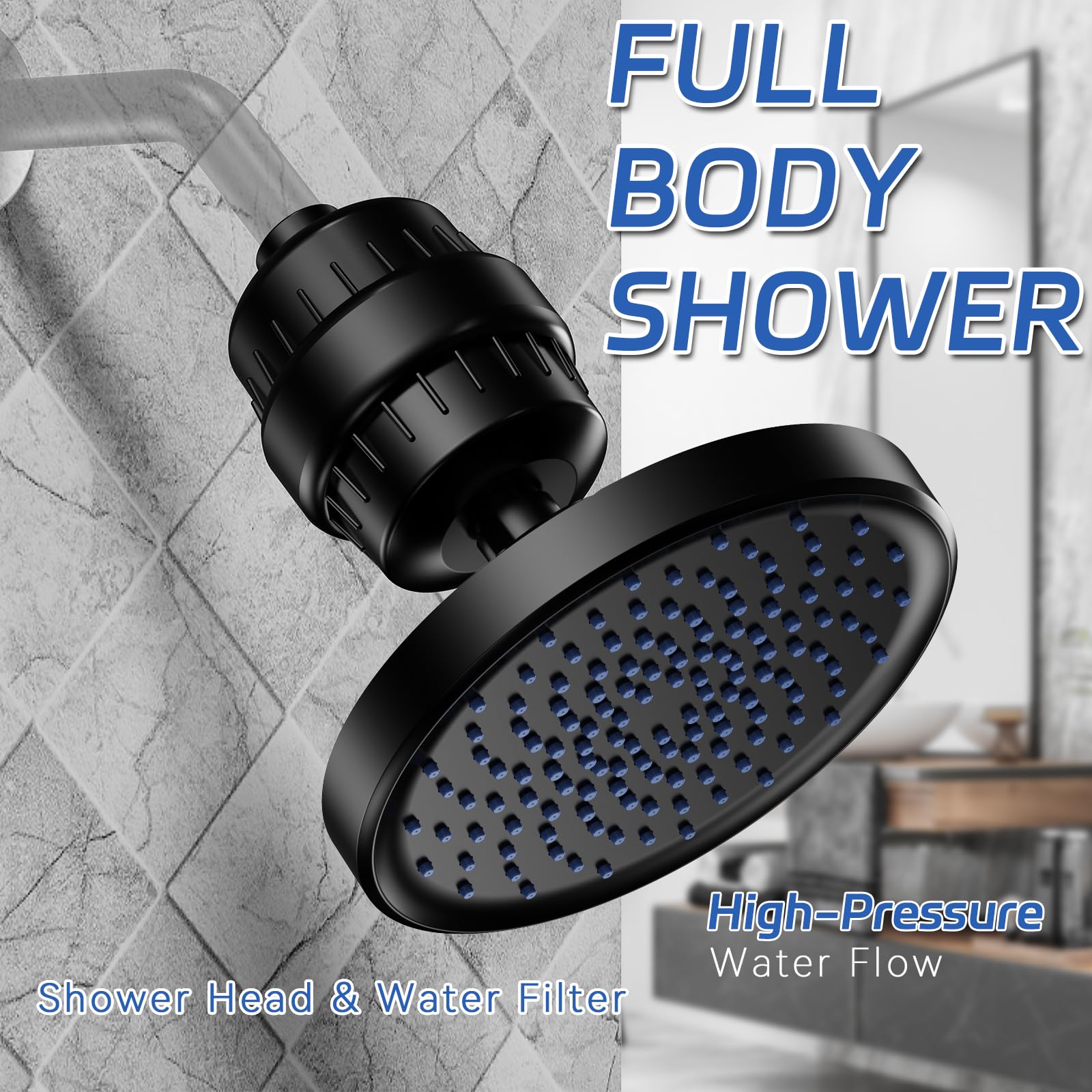 Filtered Shower Head with Water Softener Cartridges