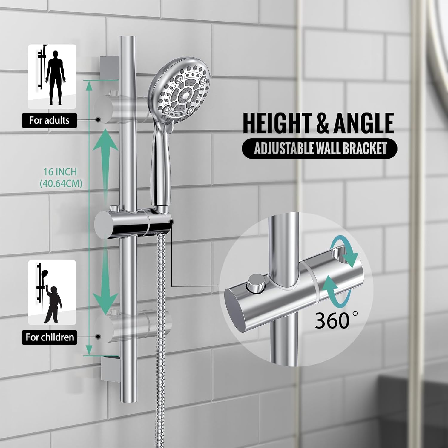 Adjustable Slide Bar Button Shower Set (Round)