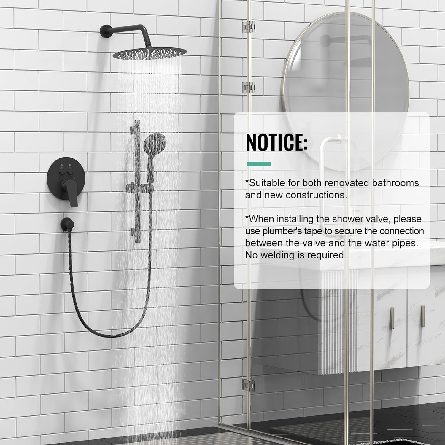 Adjustable Slide Bar Button Shower Set (Round)