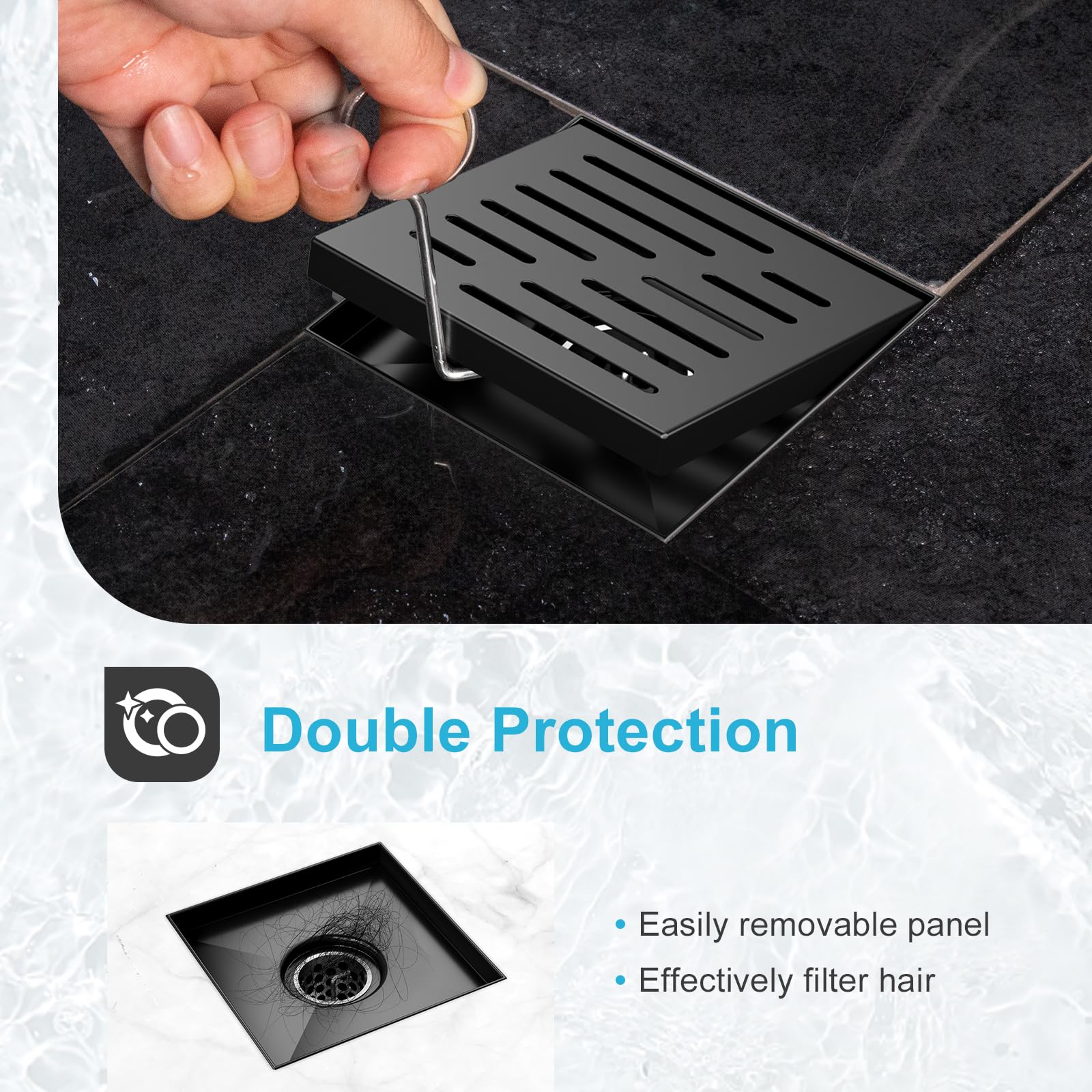 12 Inches Shower Drain with Removable Strainers,PVC Shower Drain Base for Bathroom Floor Drain,Brushed Nickel Stainless Finished