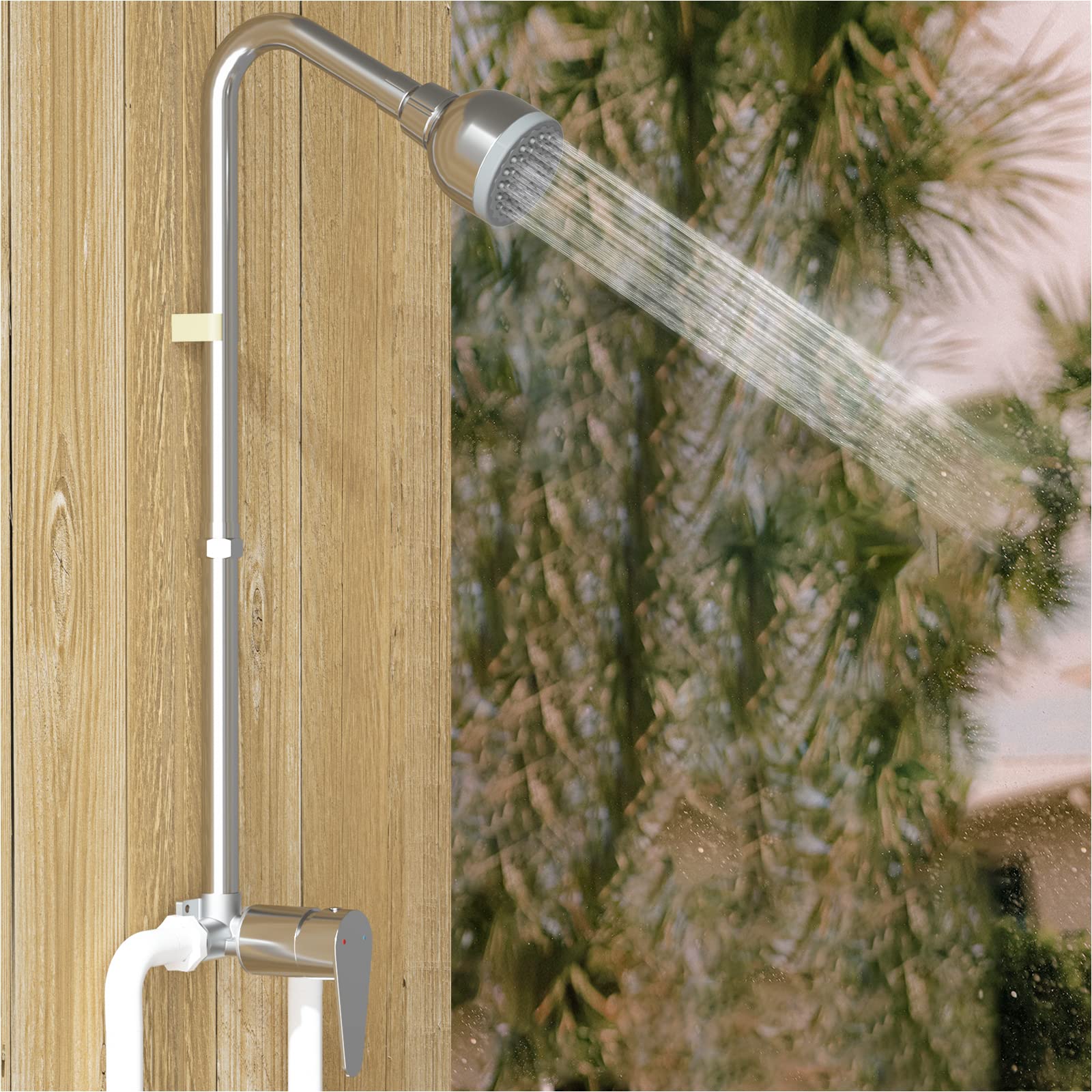 3-inch Outdoor Shower Kit with Chrome/Brushed/Black Electroplated Finish