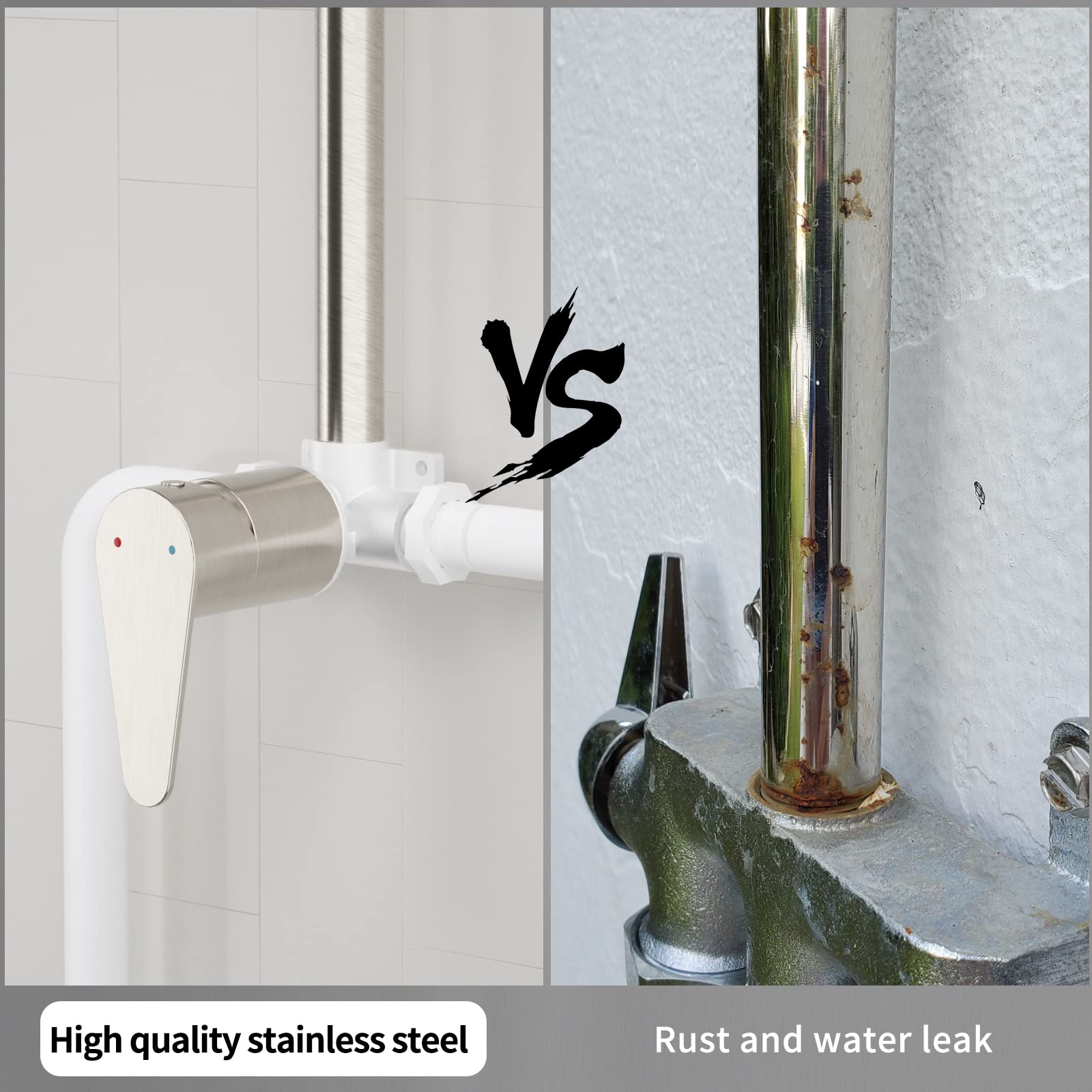 3-inch Outdoor Shower Kit with Chrome/Brushed/Black Electroplated Finish