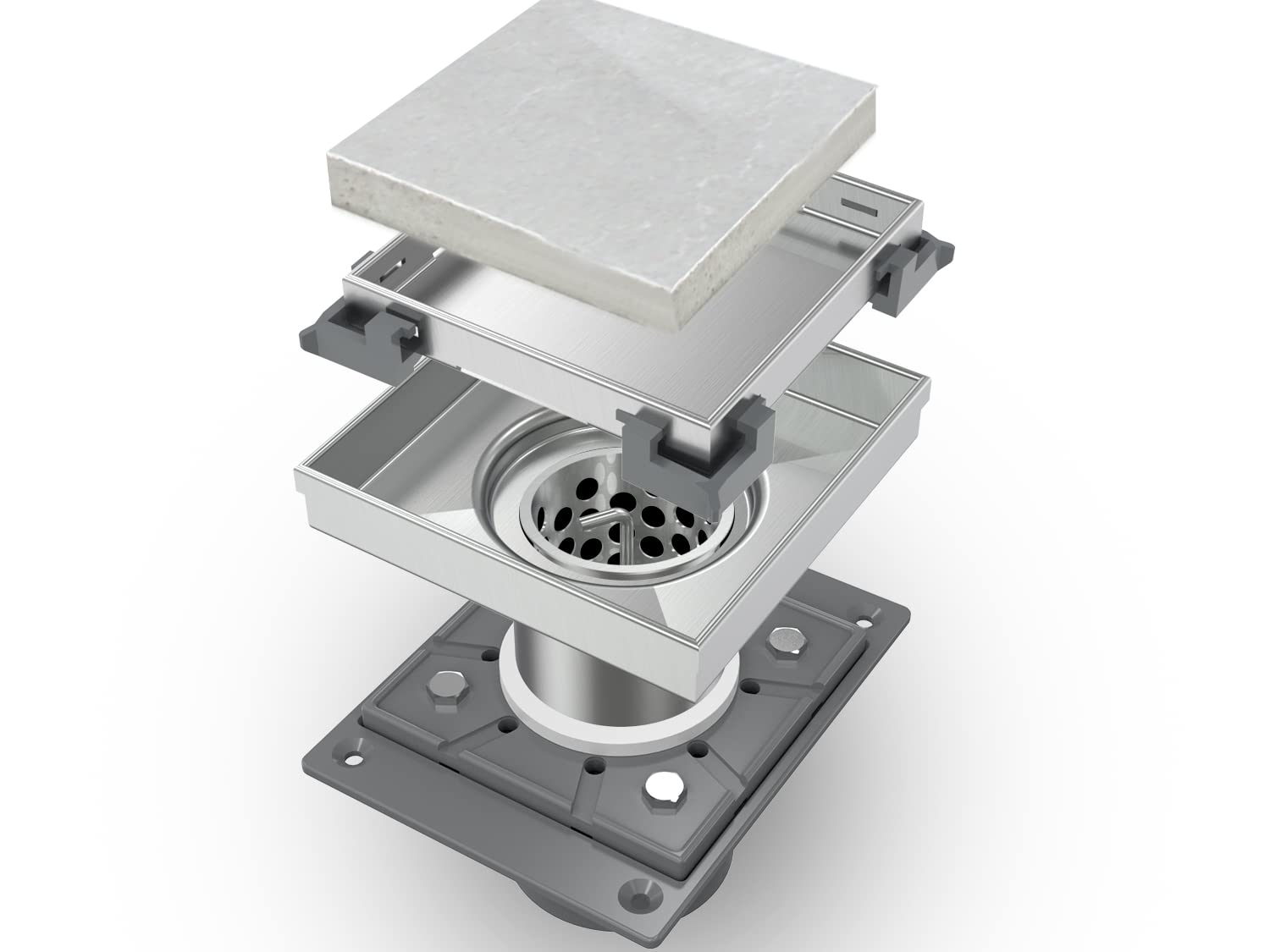 Square Shower Drain with Tile Insert Grate