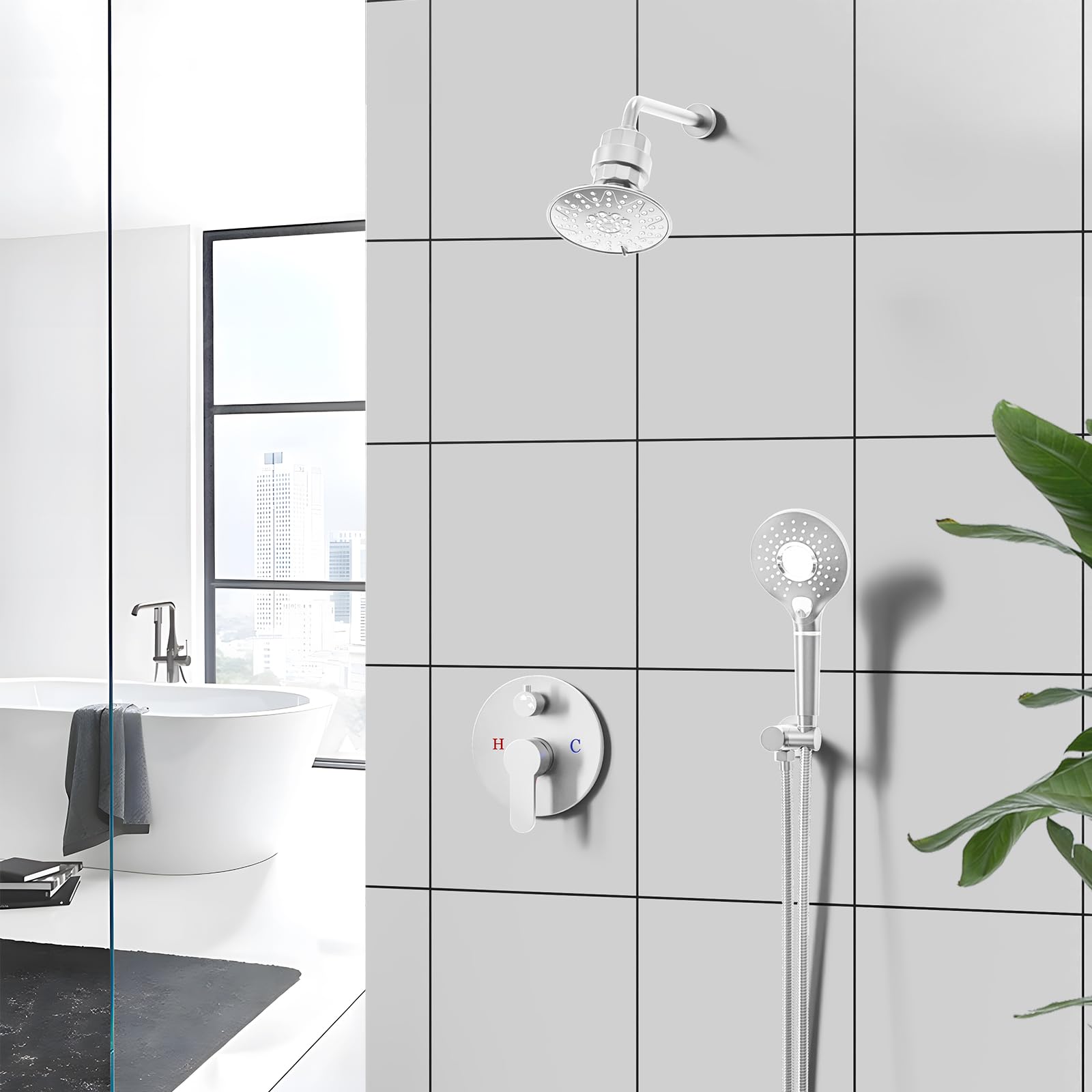 Filtered Shower Head with Water Softener Cartridges