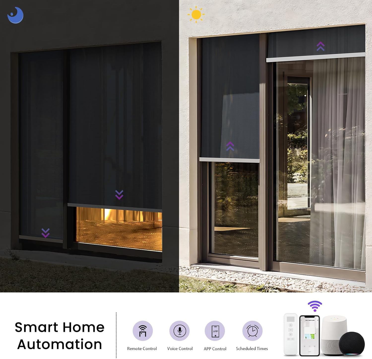 Smart Blackout Roller Shades - Motorized & Voice Controlled (Custom Sizes)​