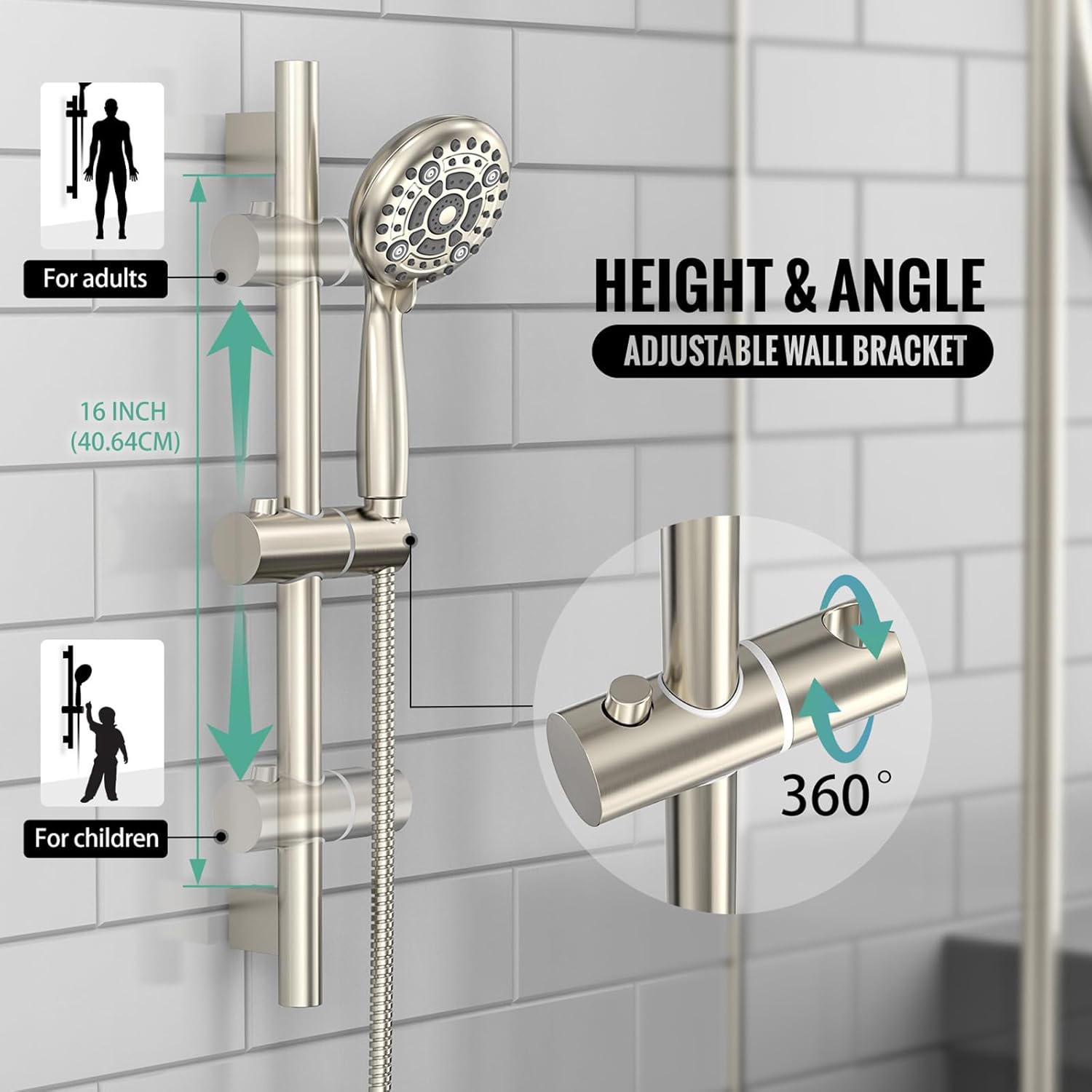Adjustable Slide Bar Button Shower Set (Round)