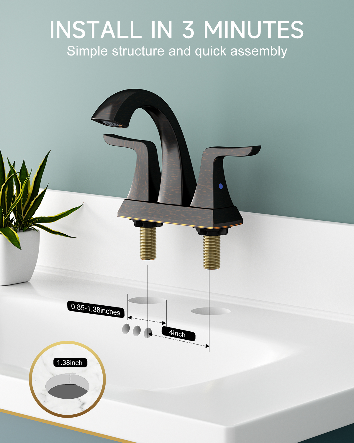 4 Inch Two-handle Bathroom Basin Faucet