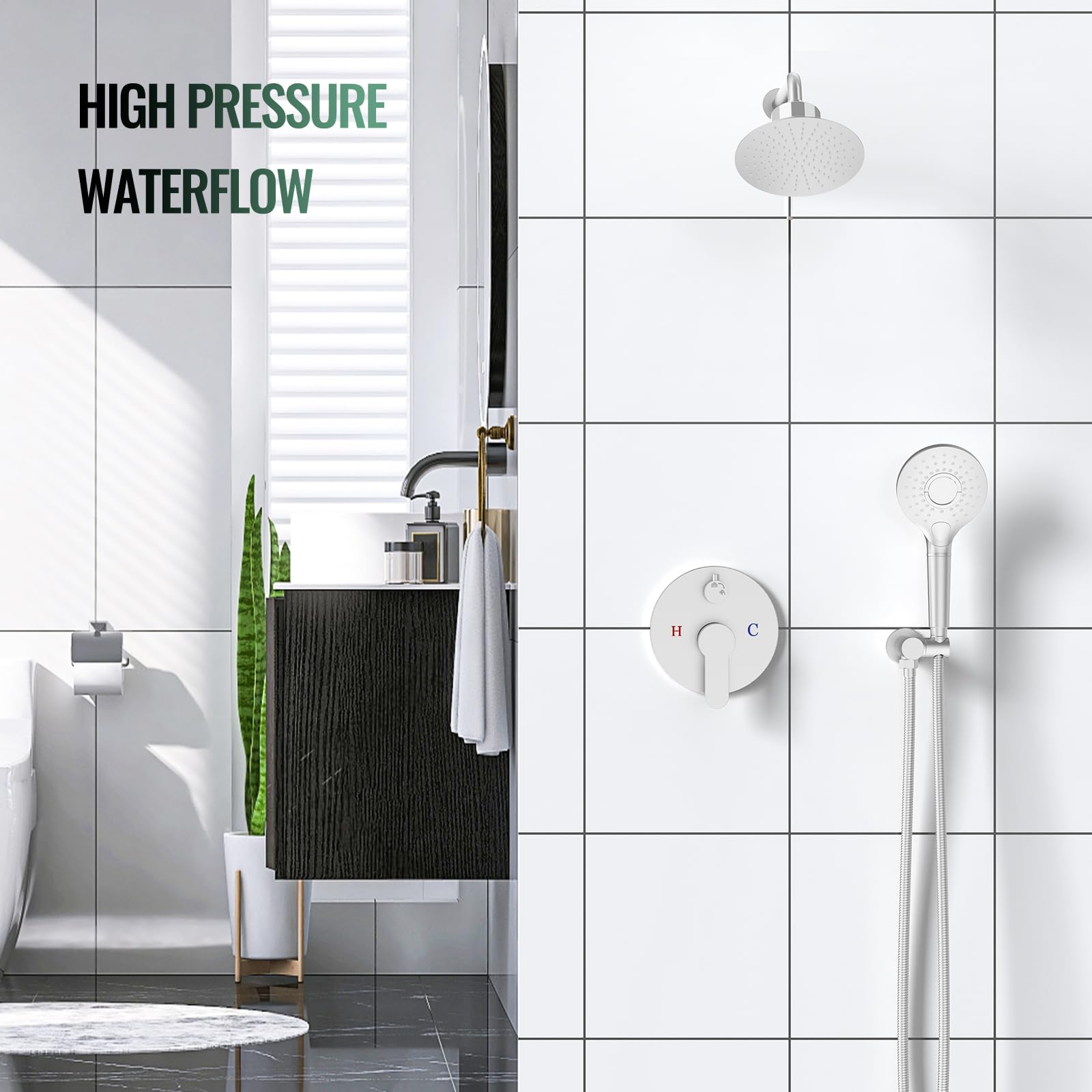 Filtered Shower Head with Water Softener Cartridges