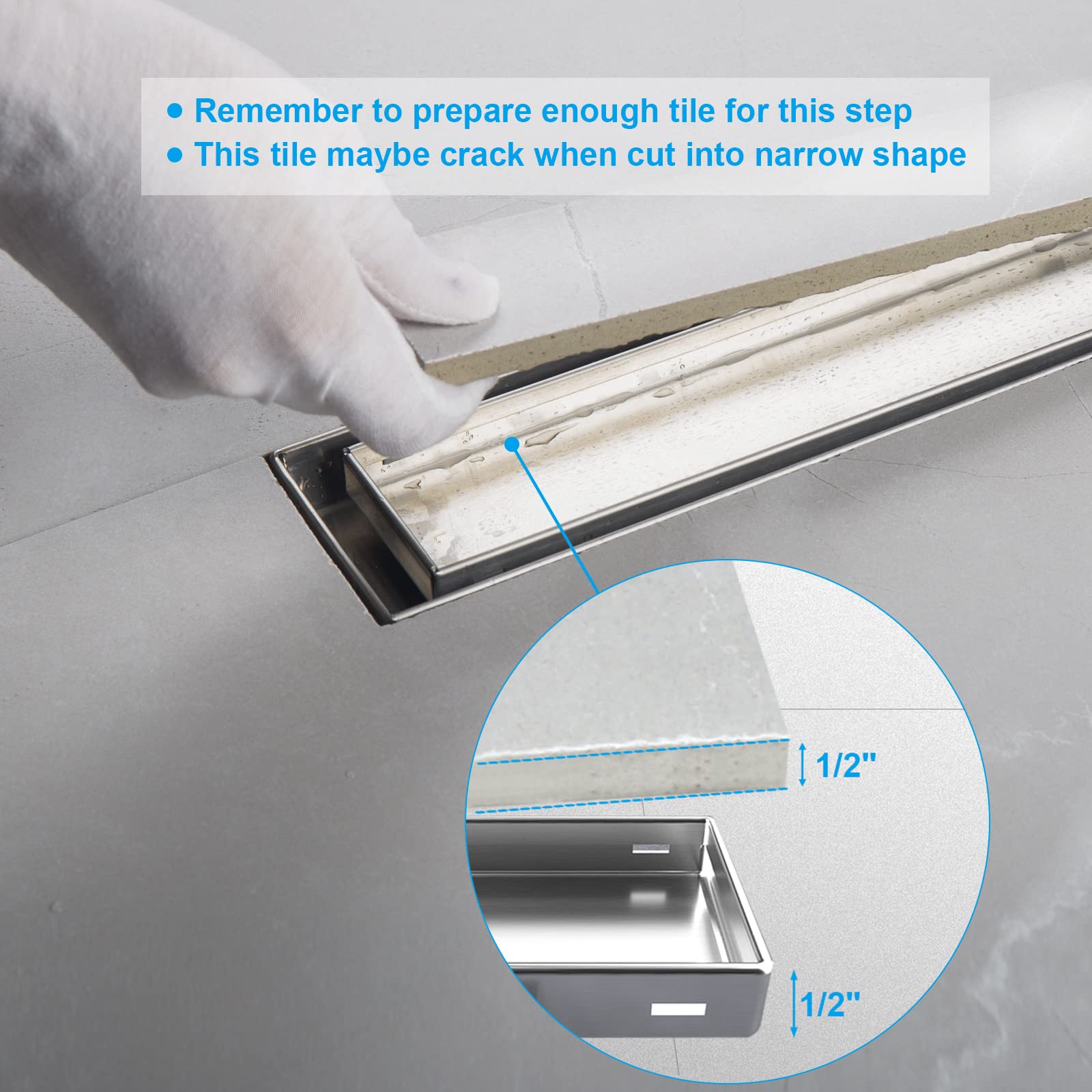 Square Shower Drain with Tile Insert Grate