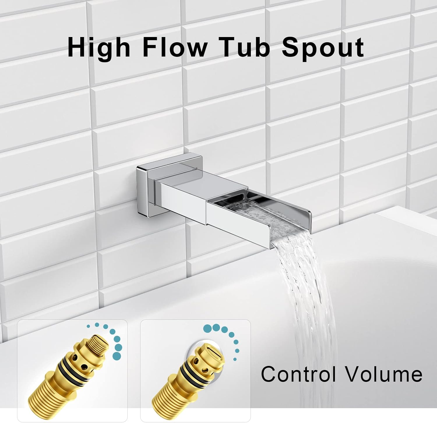 Metal Bathtub Faucet Set Shower System with Tub Spout