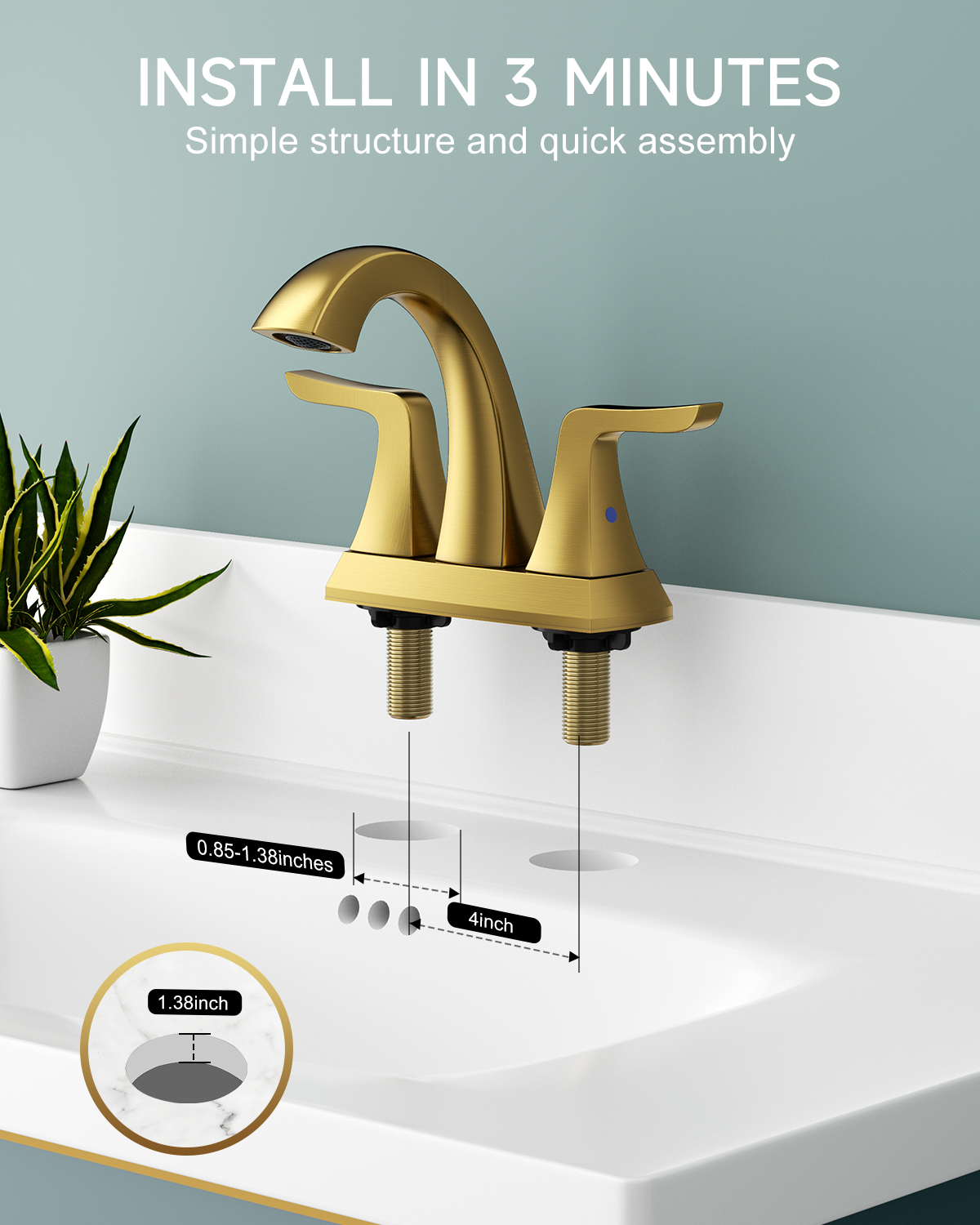 4 Inch Two-handle Bathroom Basin Faucet