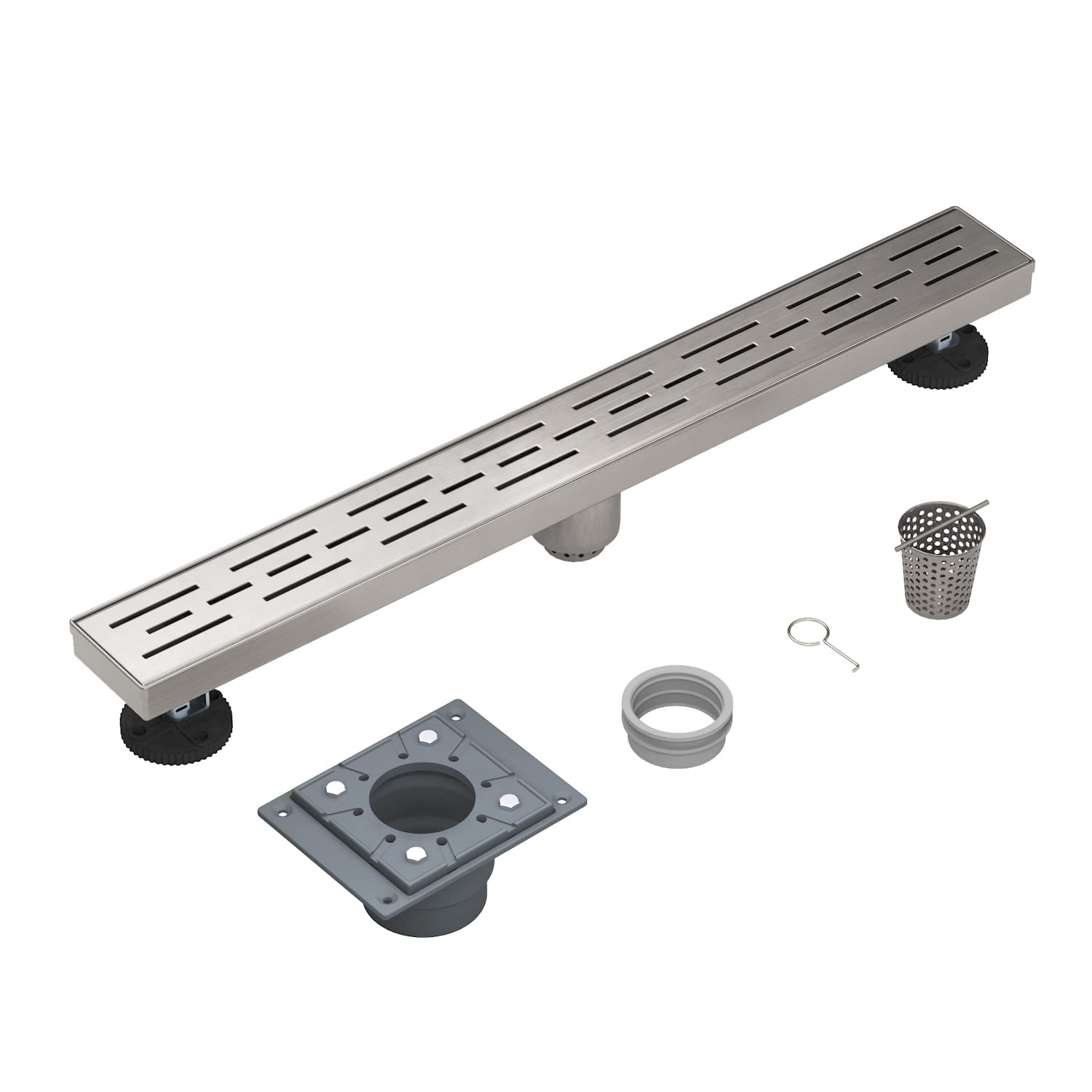 12 Inches Shower Drain with Removable Strainers,PVC Shower Drain Base for Bathroom Floor Drain,Brushed Nickel Stainless Finished