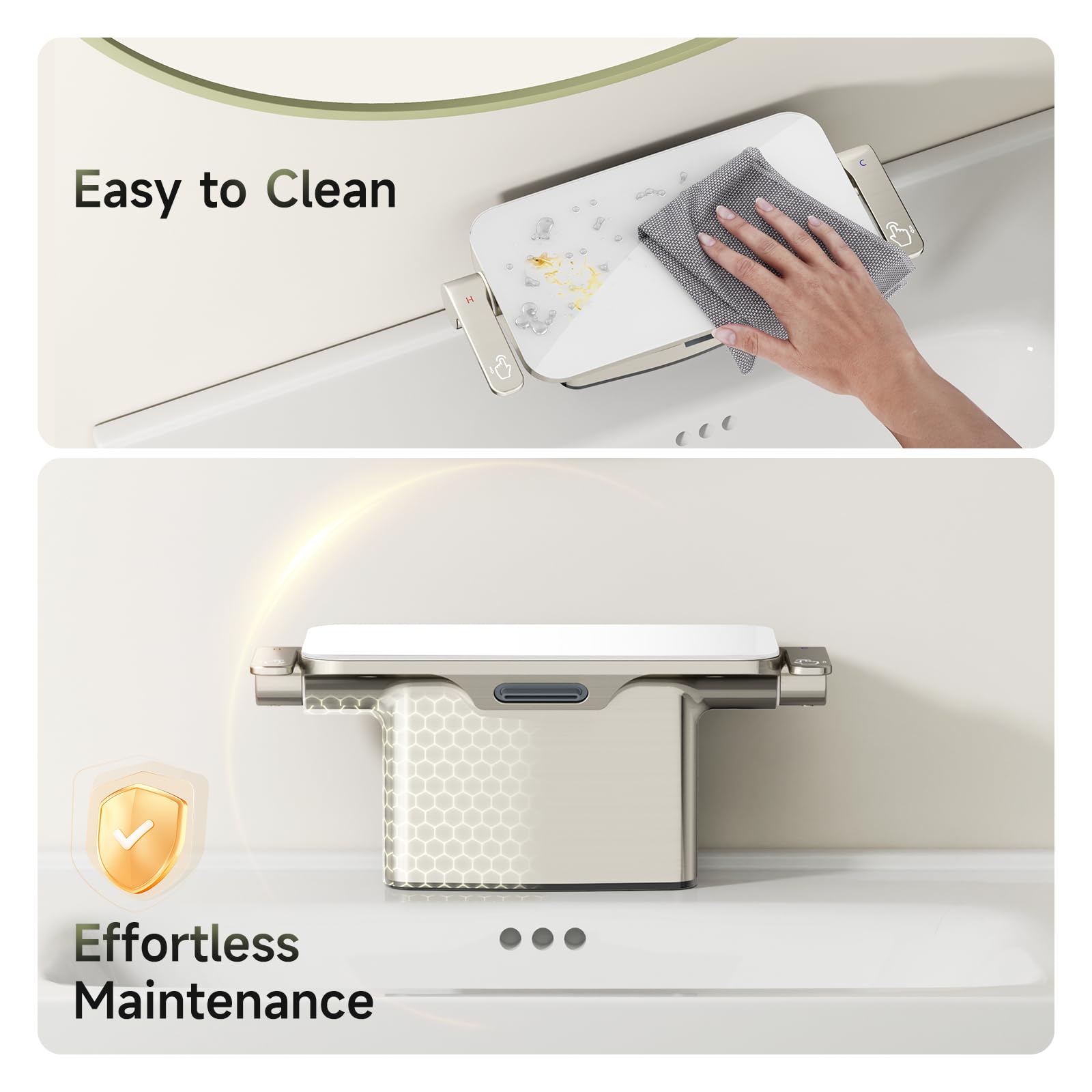 4-inch Double Handle Glass Shelf Waterfall Bathroom Sink Faucet