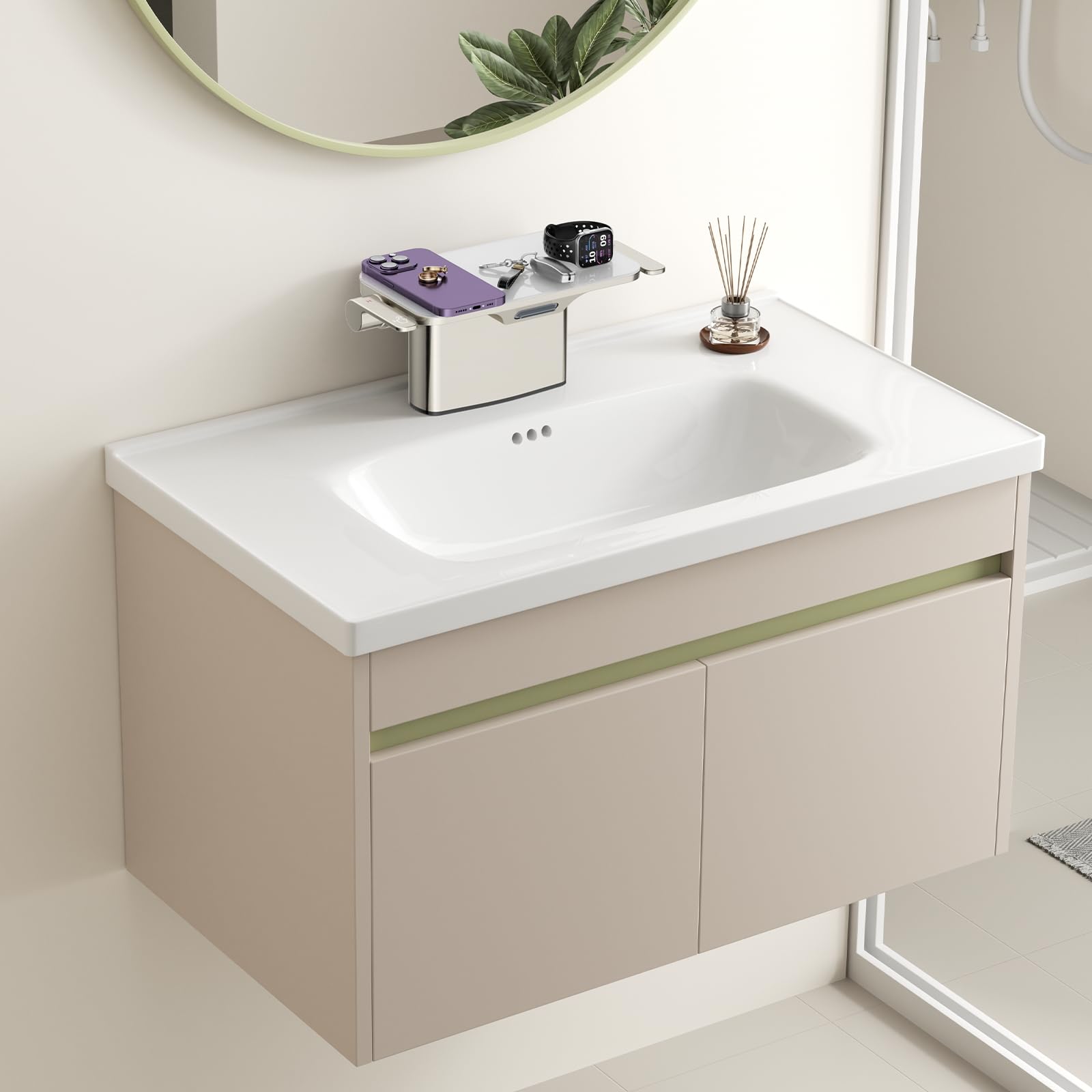 4-inch Double Handle Glass Shelf Waterfall Bathroom Sink Faucet