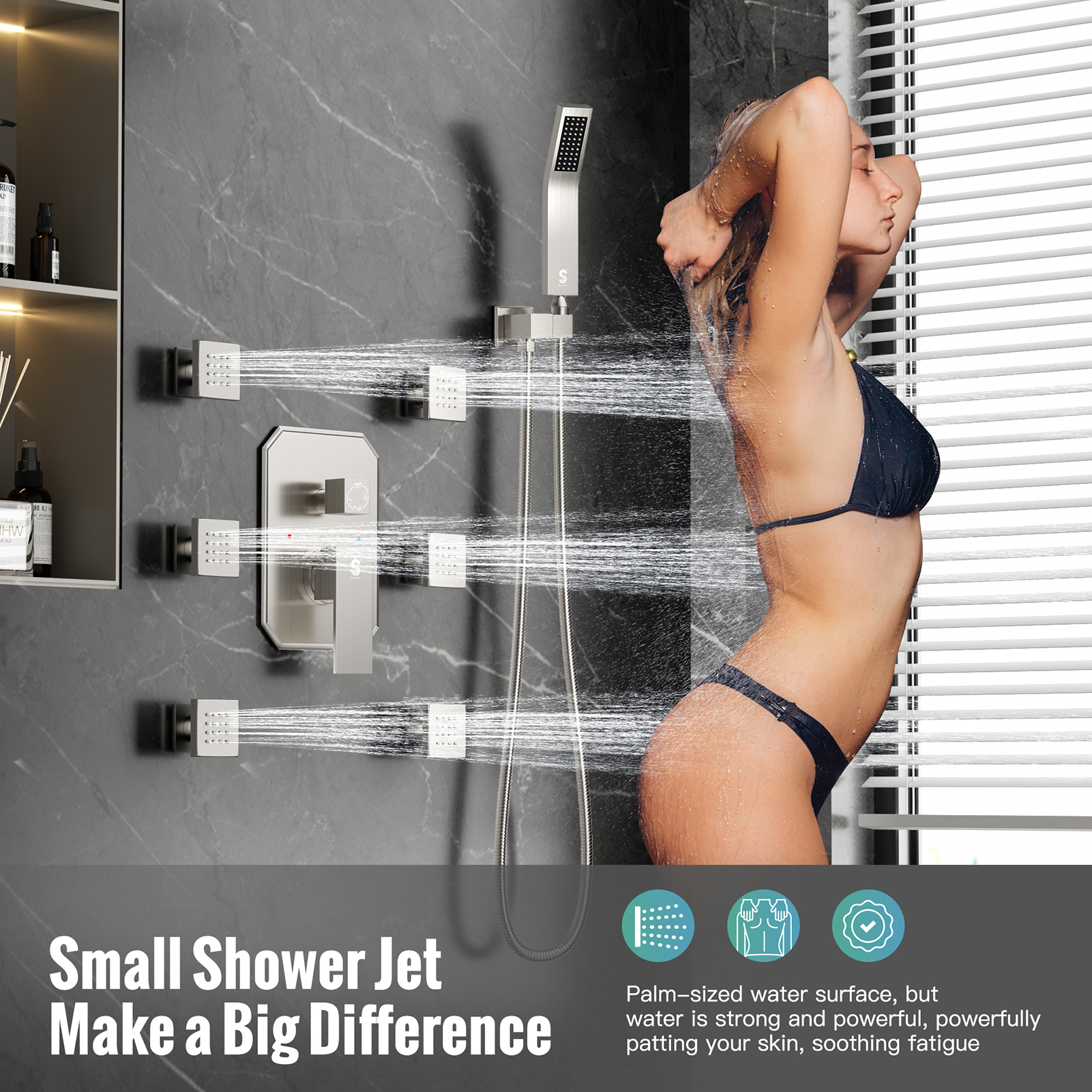 4-Function Side Spray Shower Kit (with Rain Shower Head)