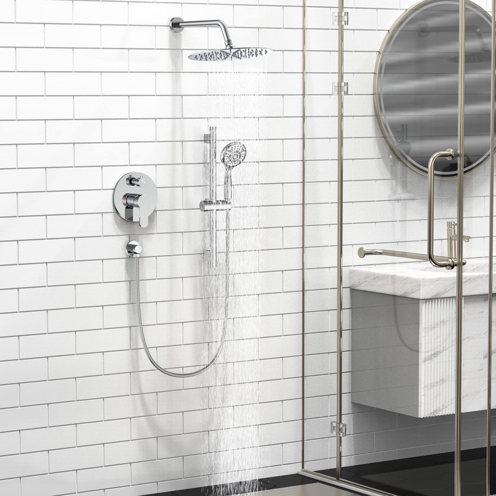 Adjustable Rod Trim Kit Shower Set (Round)