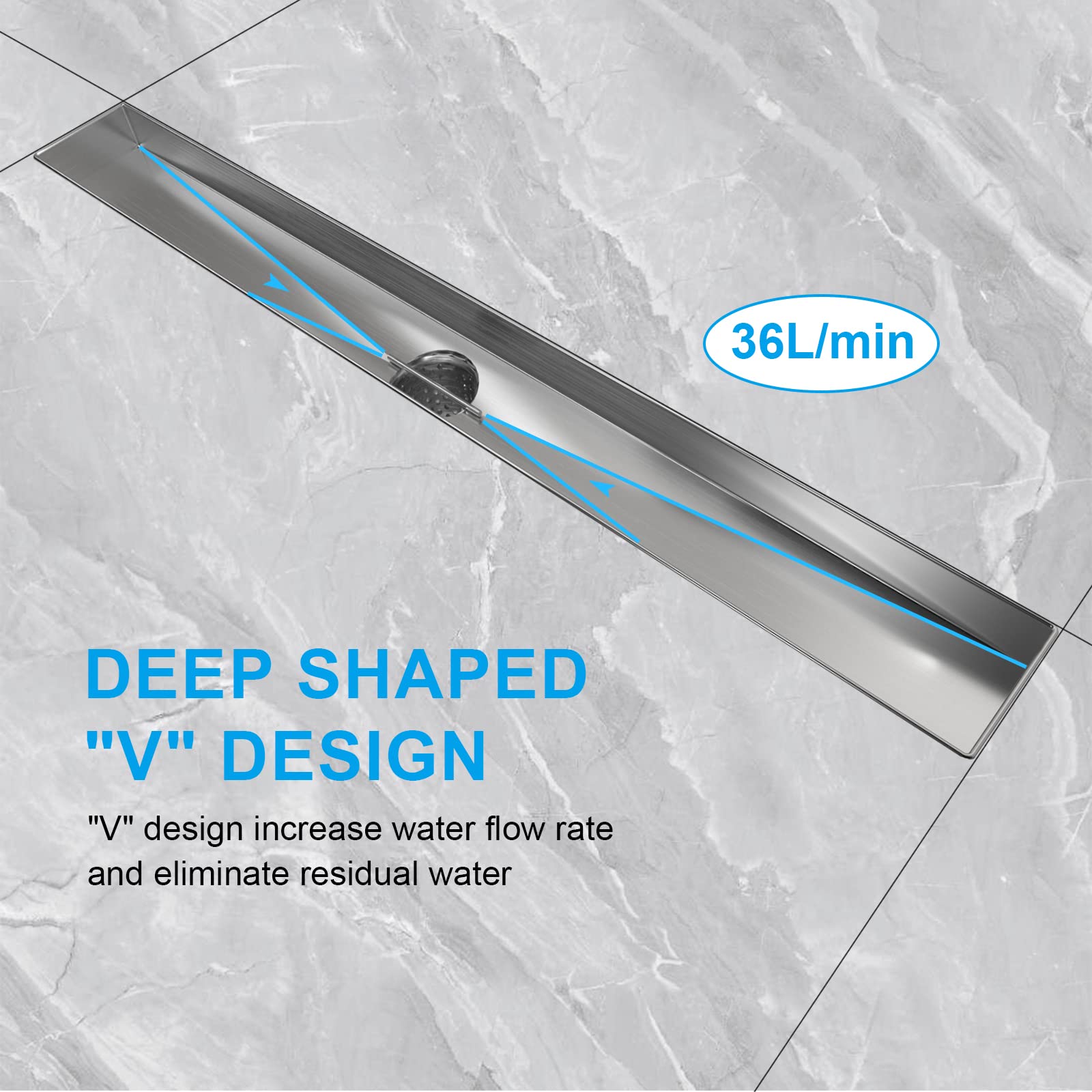 Square Shower Drain with Tile Insert Grate