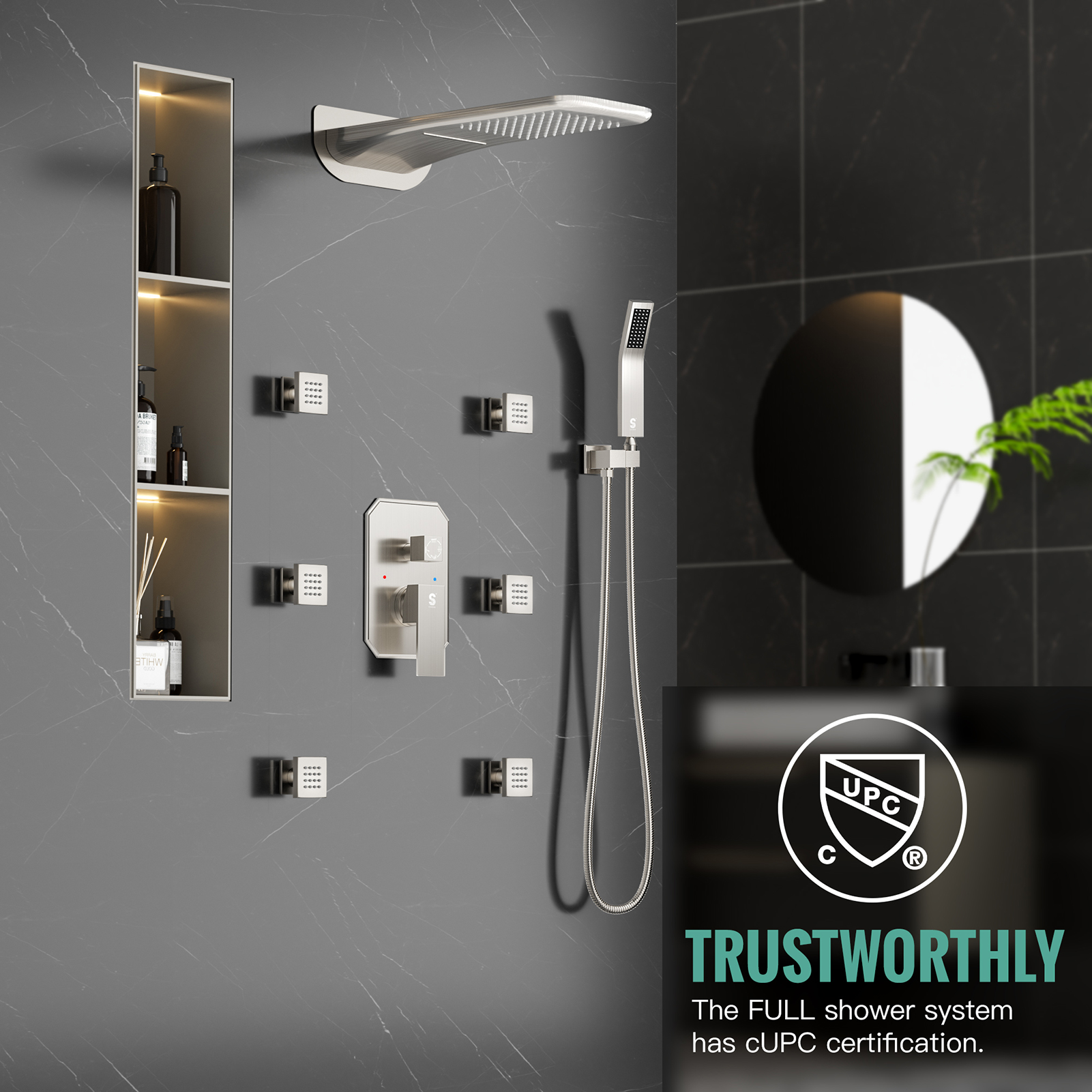 4-Function Side Spray Shower Kit (with Rain Shower Head)