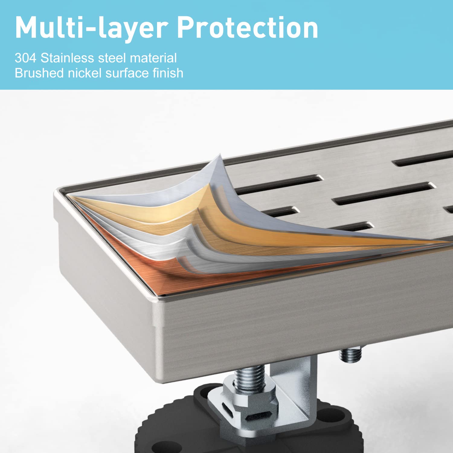 12 Inches Shower Drain with Removable Strainers,PVC Shower Drain Base for Bathroom Floor Drain,Brushed Nickel Stainless Finished