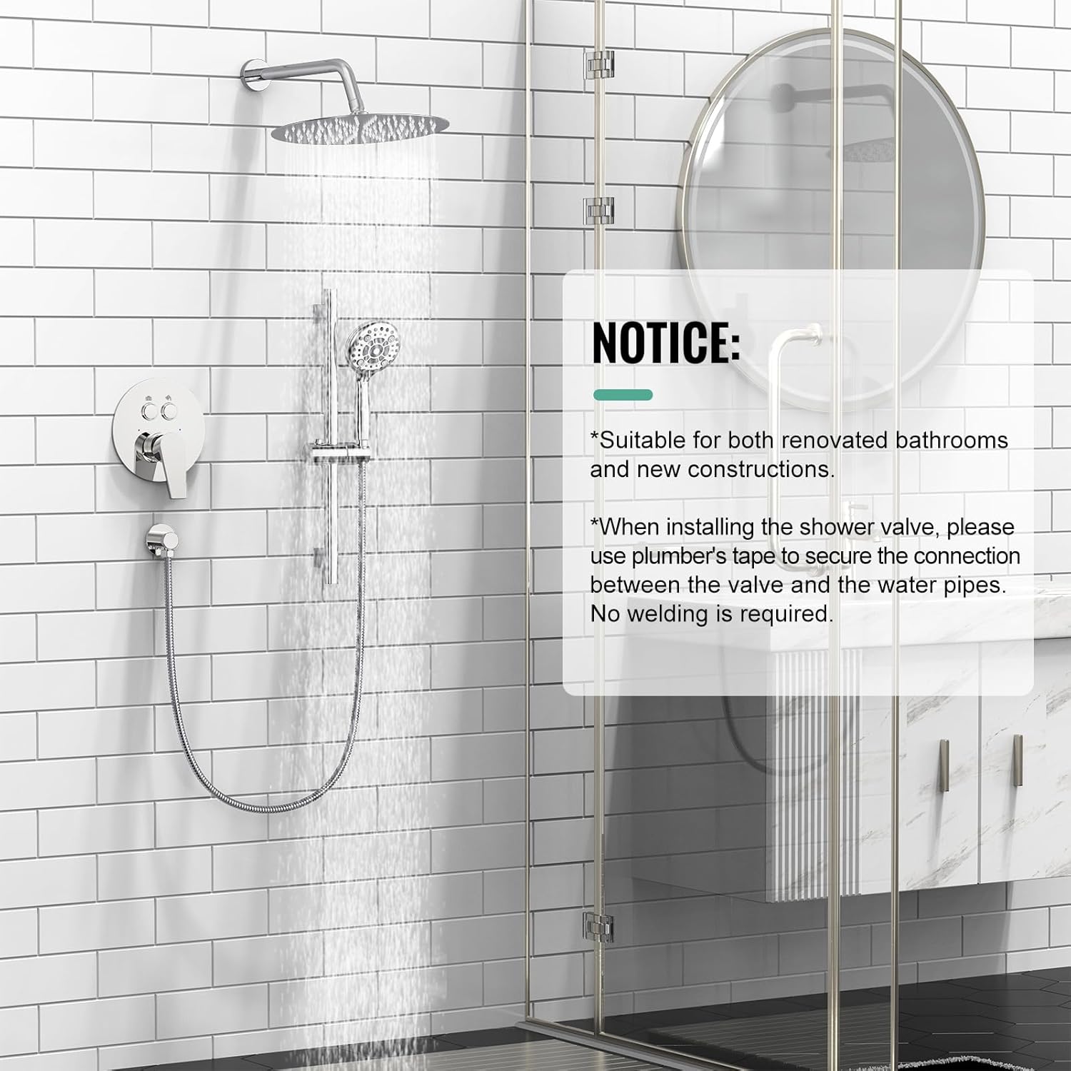 Adjustable Slide Bar Button Shower Set (Round)