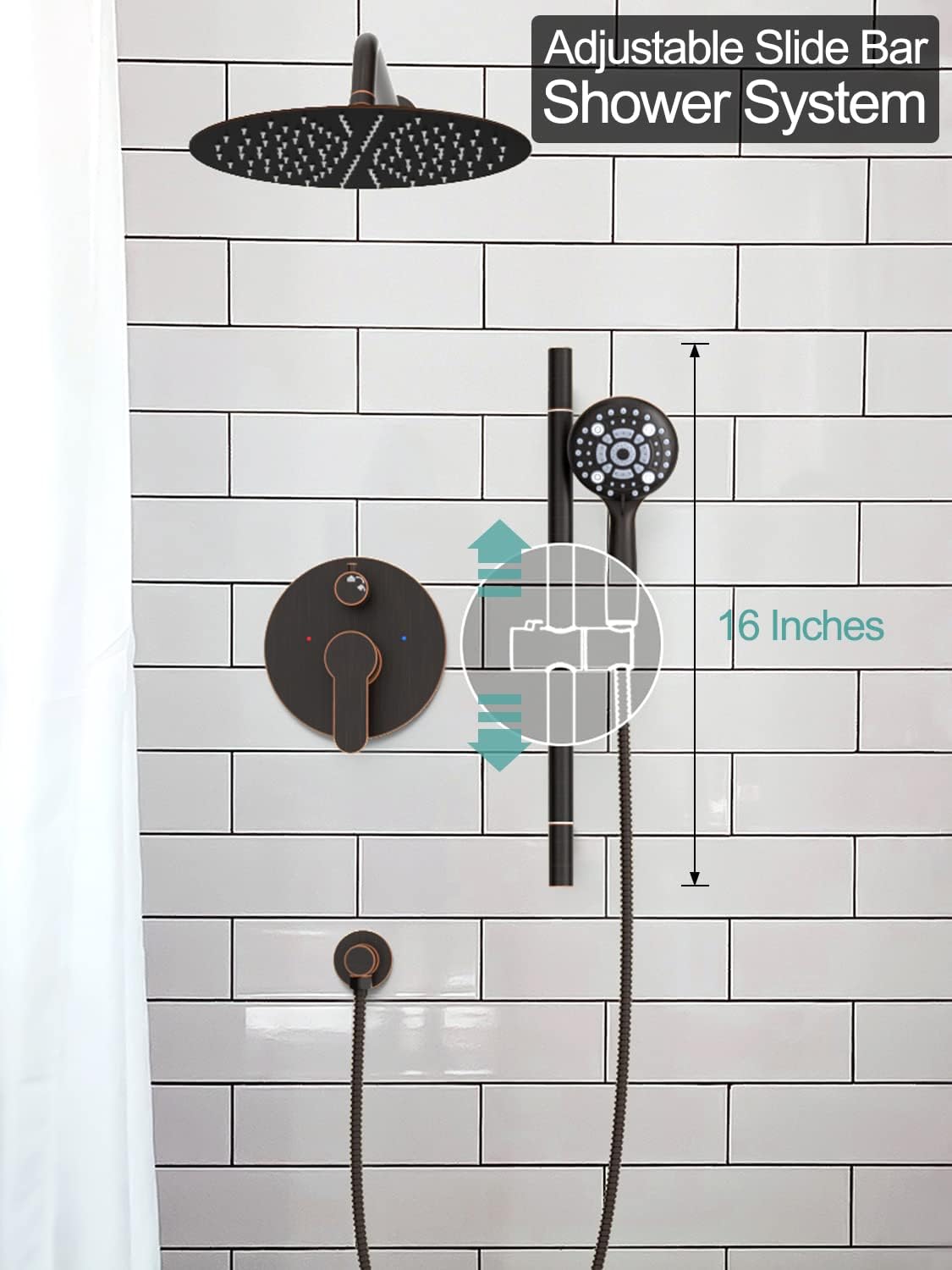 Adjustable Slide Bar Button Shower Set (Round)