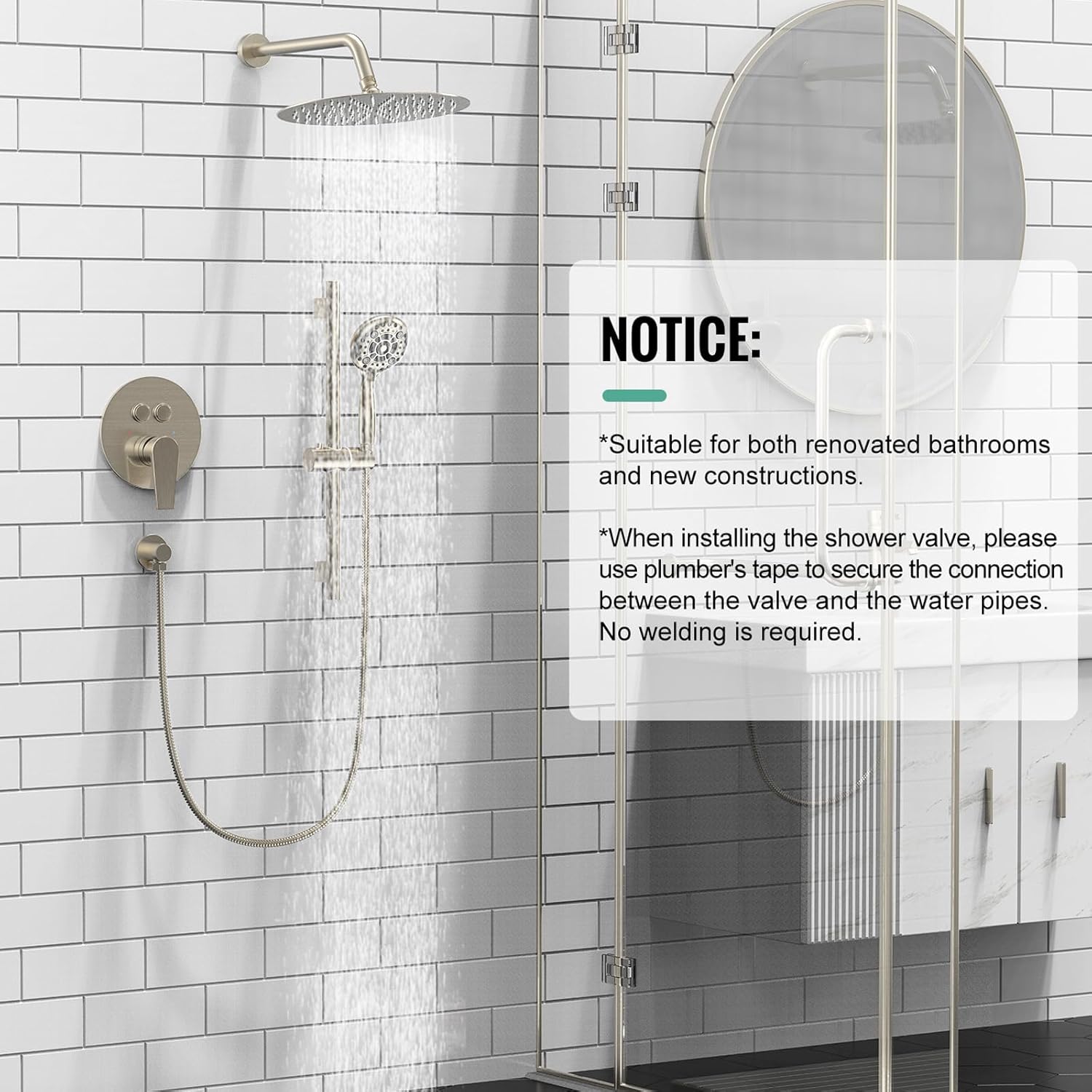 Adjustable Slide Bar Button Shower Set (Round)