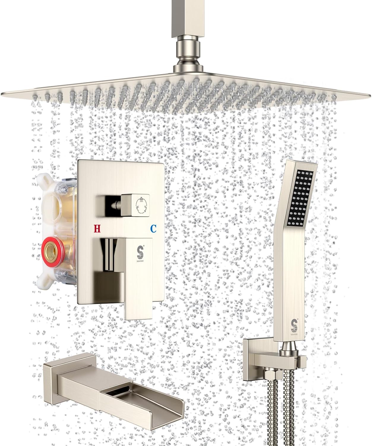 Metal Bathtub Faucet Set Shower System with Tub Spout