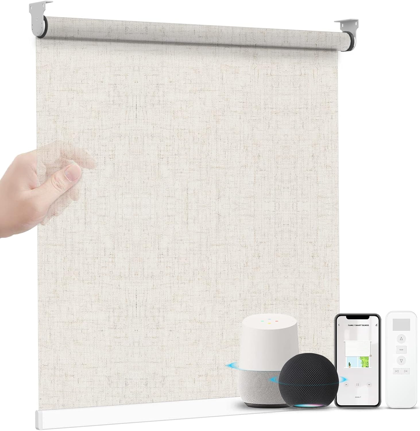 Smart Blackout Roller Shades - Motorized & Voice Controlled (Custom Sizes)​